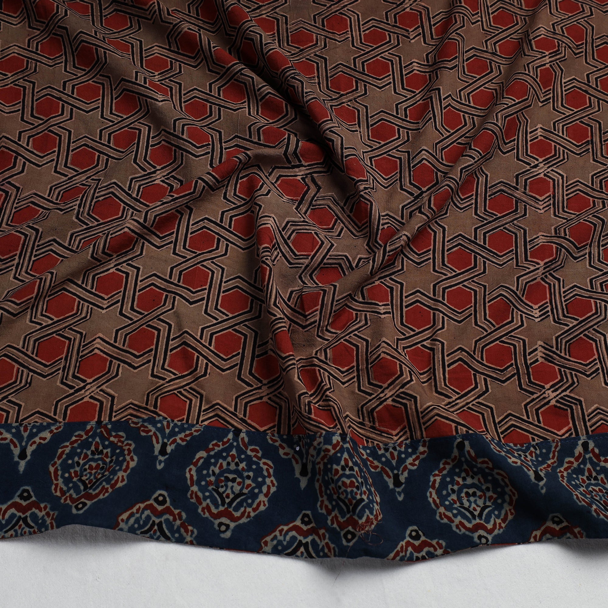 NOORI BAZAR Brown - Ajrakh Block Printed Cotton Blouse Piece - view 2