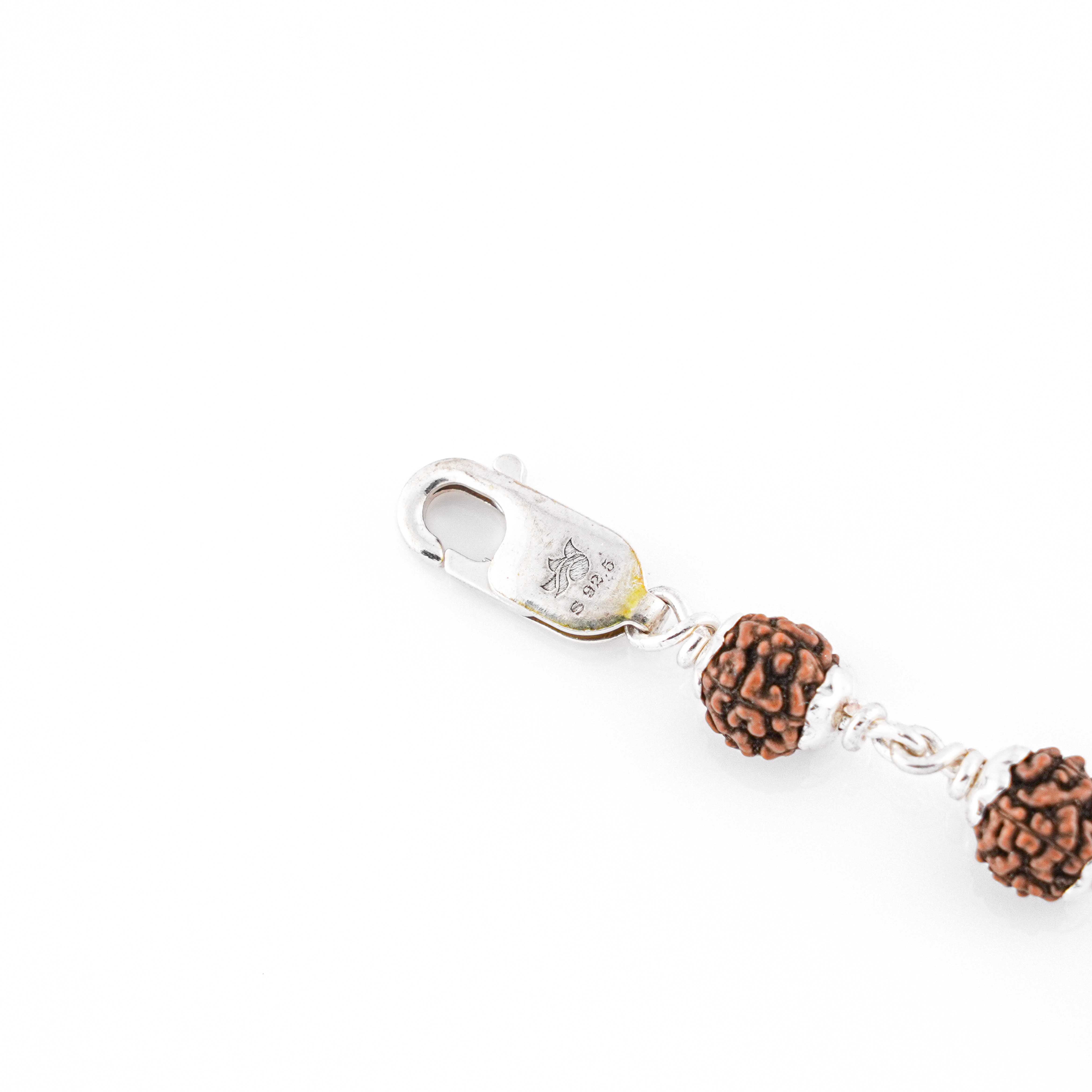 Prinjal Jewellers Silver Rakhi with Diamond Cylinder and Rudraksha - view 5