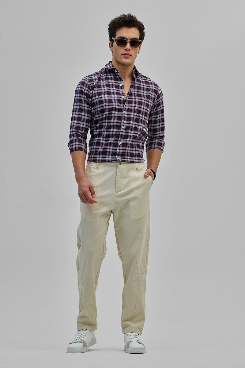 SNITCH Cream Textured Relaxed Fit Trousers - view 3