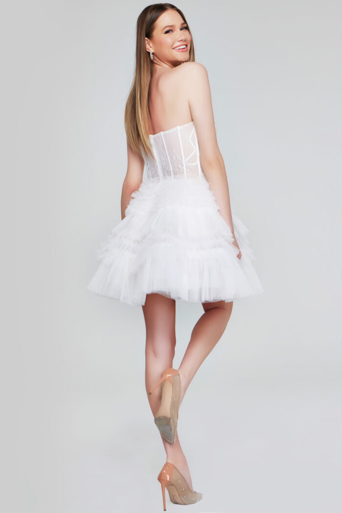 Jovani 40580 Beaded Short Ruffle Lace Cocktail Dress - view 2