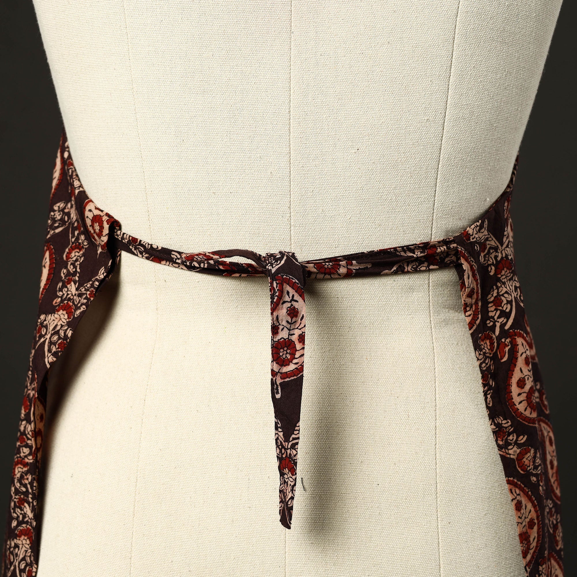 JALPARI Brown - Kalamkari Block Print Cotton Apron with Pocket 32 - view 5