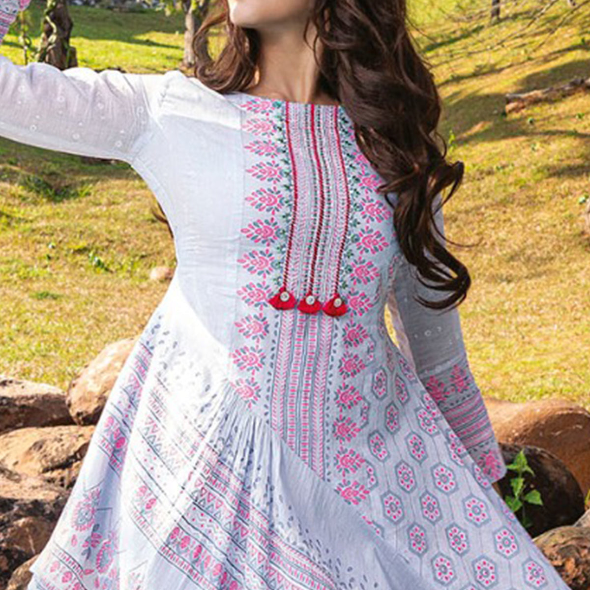 BlackTree grey-embroidered-cotton-co-ord-set - view 2