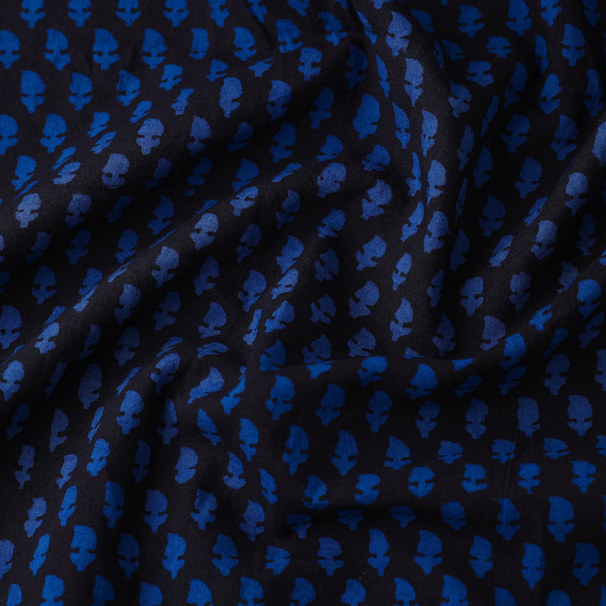 BAGH PRINTS BY MOHAMMED RAFIK KHATRI Blue - Bagh Hand Block printed Cotton Fabric - view 3
