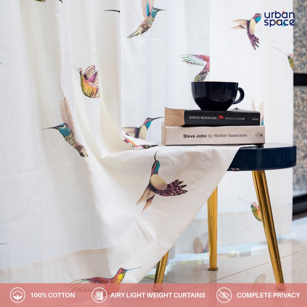 Urban Space -Home Furnishing Store 100% Cotton Curtains for Living Room, Bedroom curtains - Pack of 2 curtains, Macaw - Purple - view 2