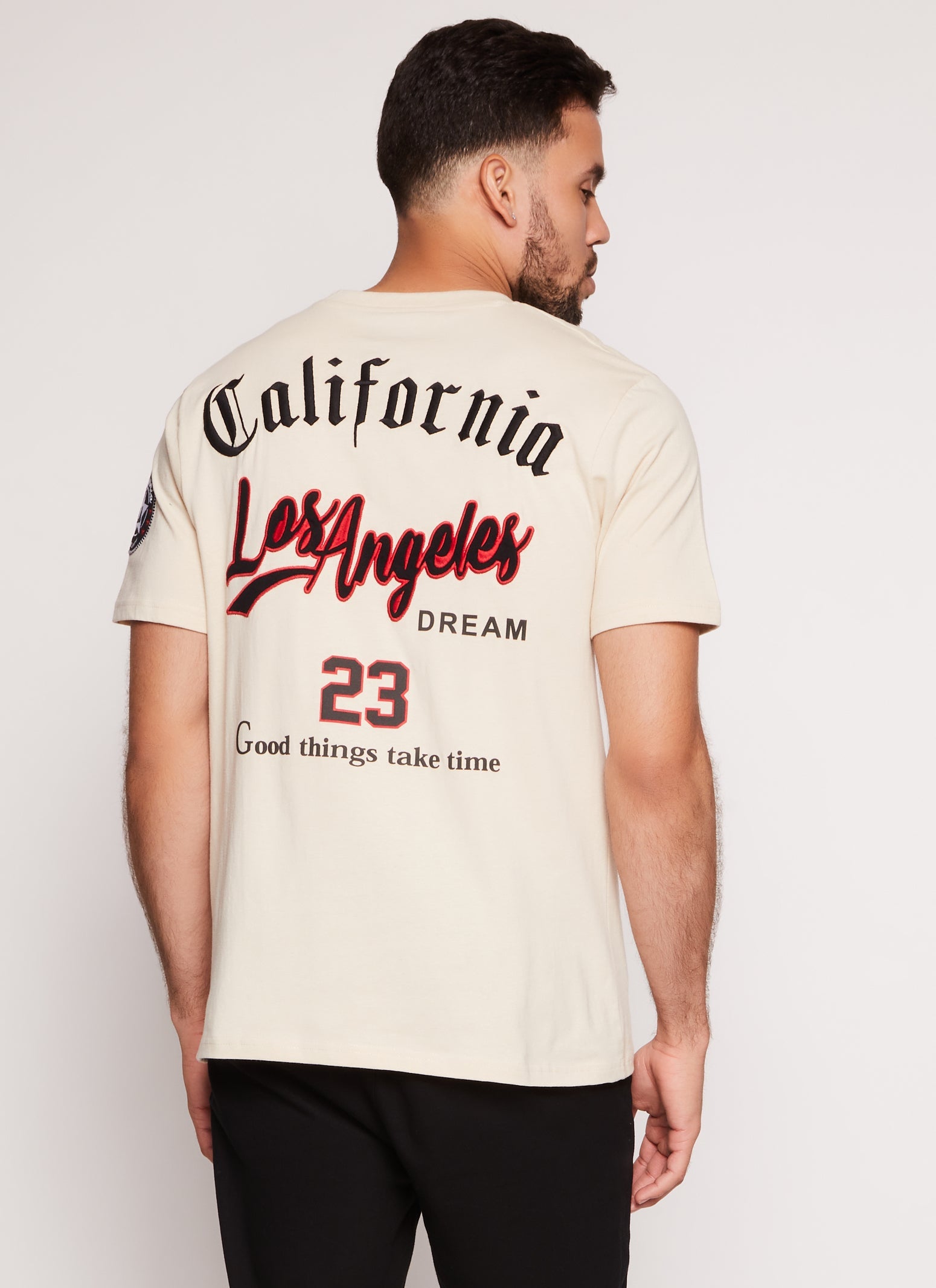 Rainbow Shops Mens California Los Angeles 23 Back Graphic Tee