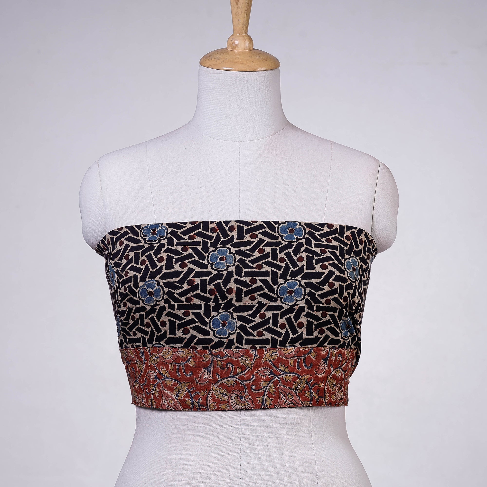 NOORI BAZAR Black - Rangoli Ajrakh Block Printing Cotton Blouse Piece