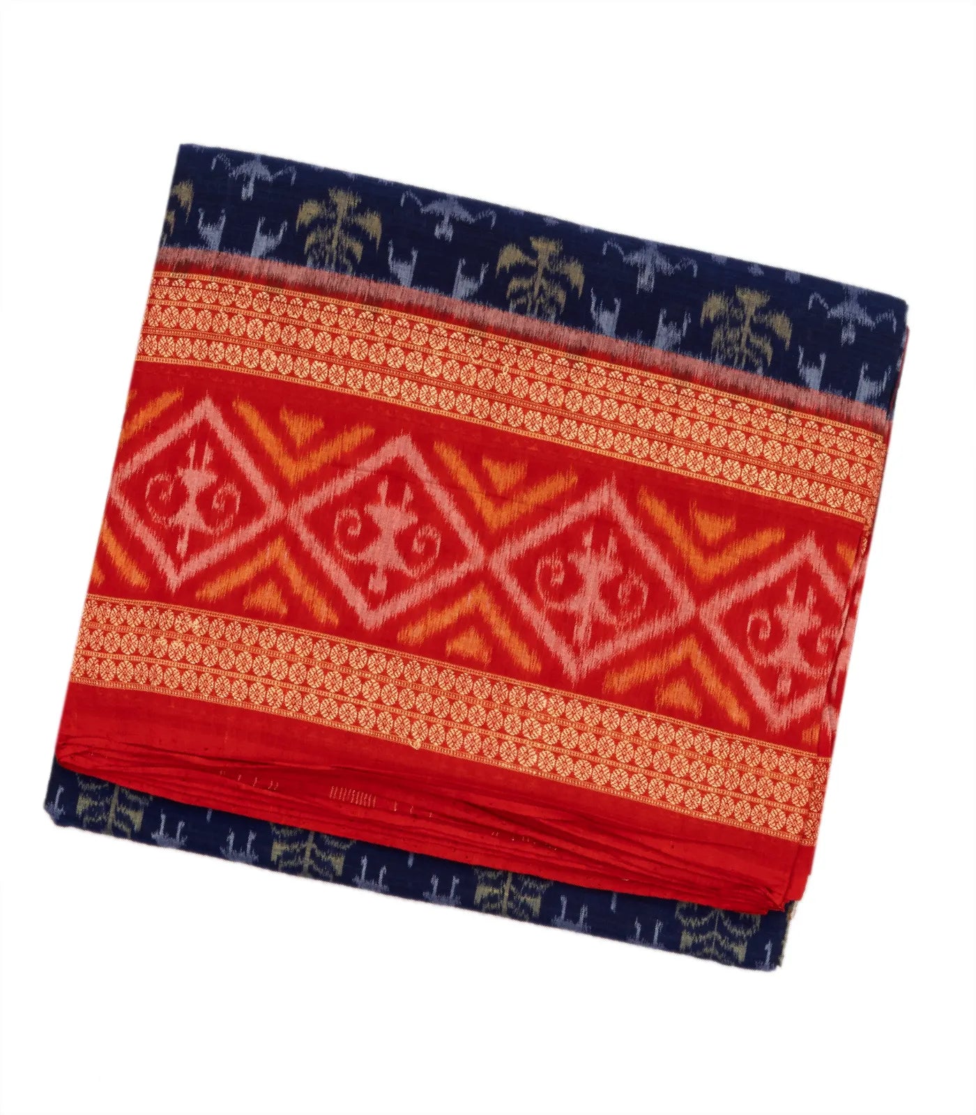 RmKV Purple Handwoven Orissa Cotton Saree With Tie & Dye Tribal Motifs