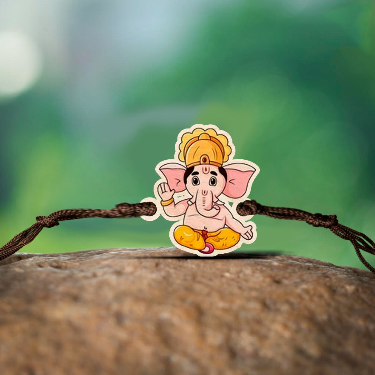 Bigsmall_cc Ganesha Wooden Kids Rakhi