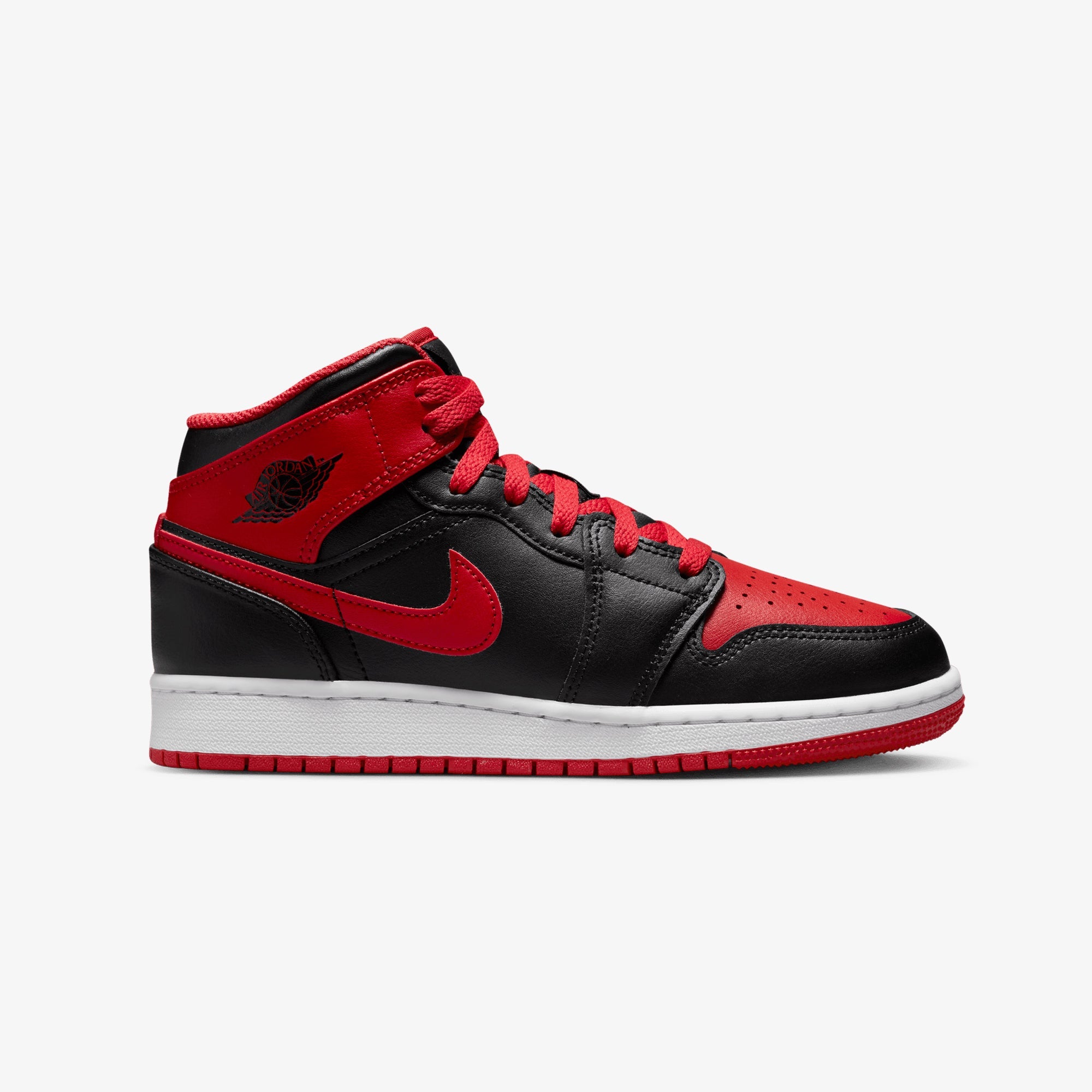 Jordan | AIR JORDAN 1 MID { BLACK/FIRE RED-WHITE - view 2