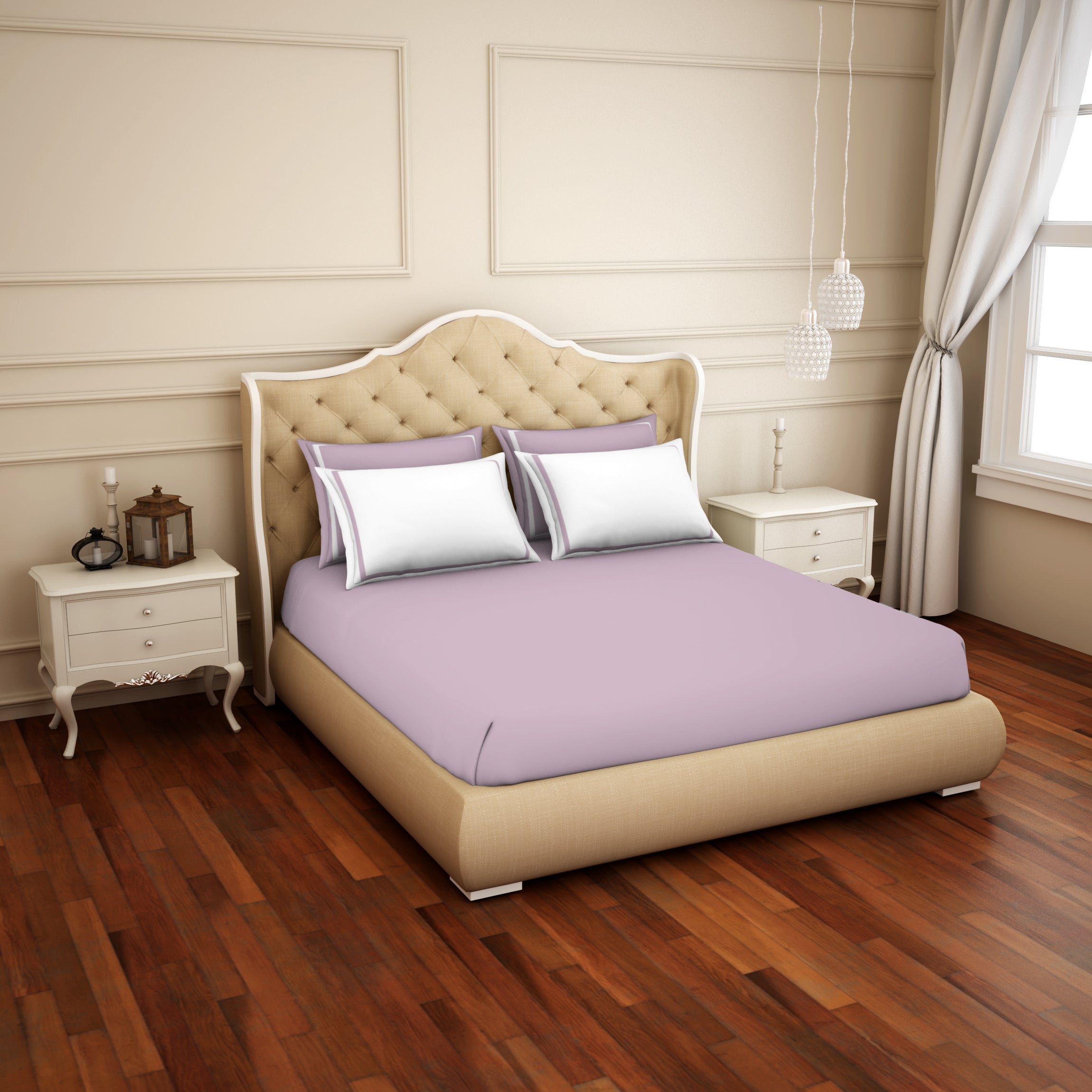 Spaces India Solid Lilac - Light Violet Hygro Cotton King Size Bedsheet - Hygro By Spaces - view 2