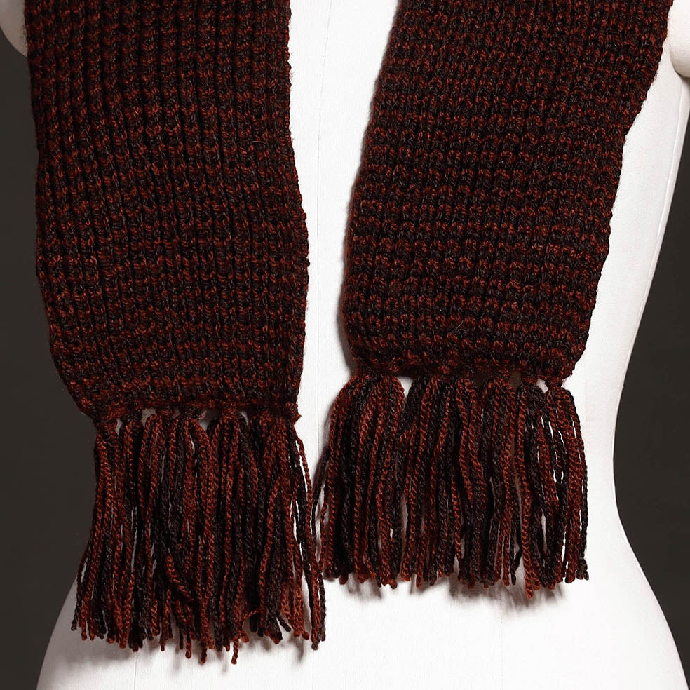 KILMORA Brown - Kumaun Hand Knitted Woolen Muffler (66 in) - view 2