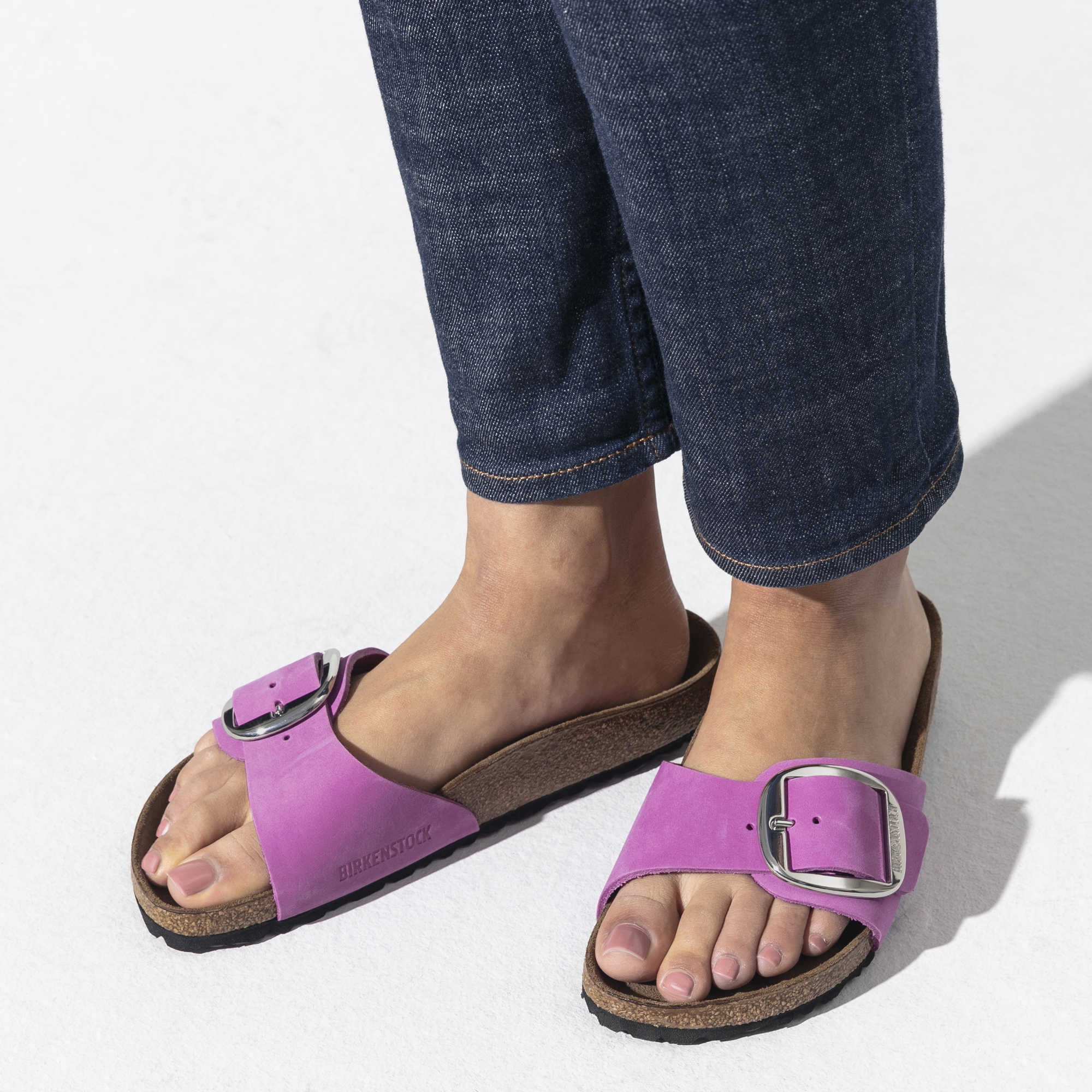 Birkenstock Madrid Big Buckle Nubuck Leather – Purple Purple/Orchid - view 7