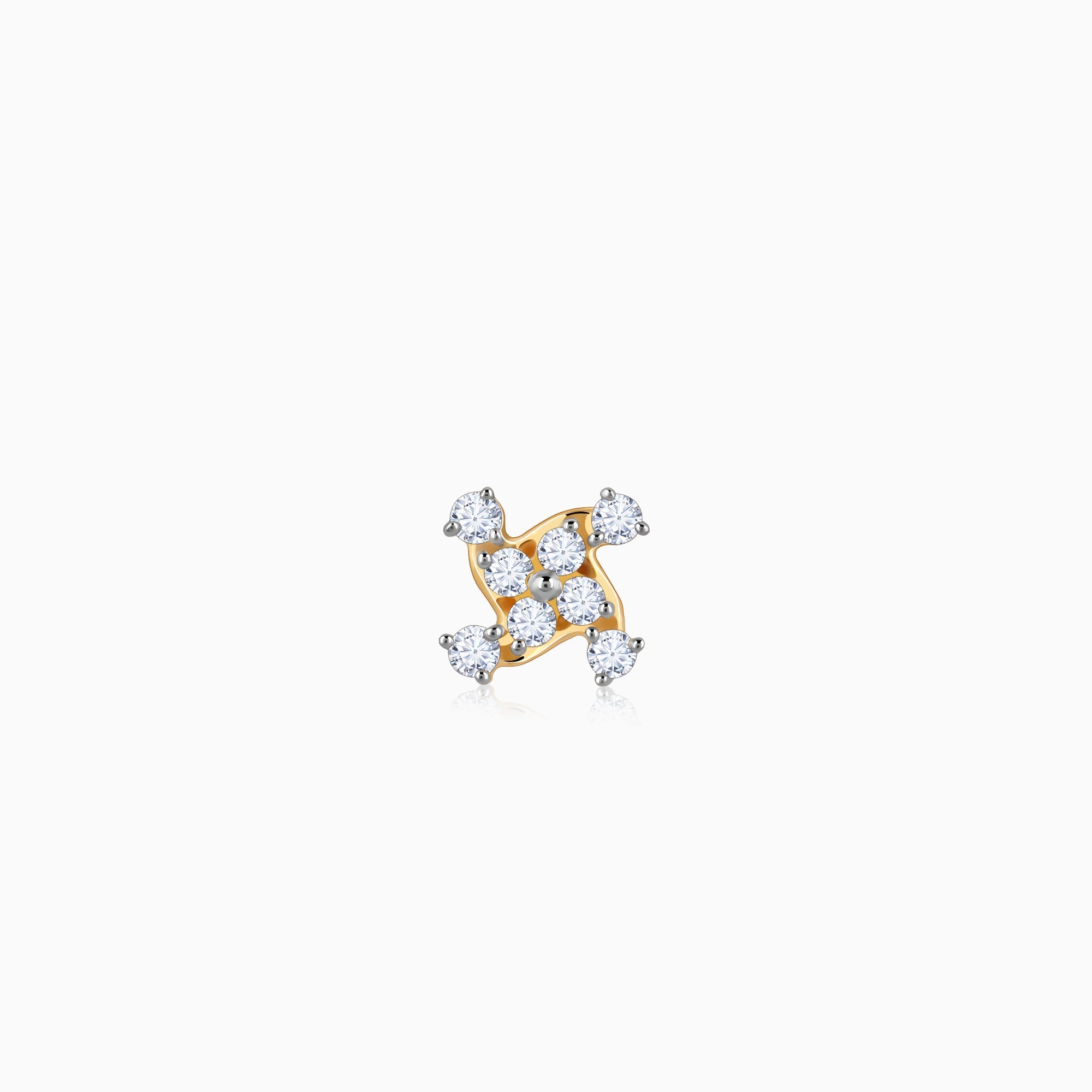 GIVA Jewellery Gold Gracefully Blooming Diamond Nose Pin