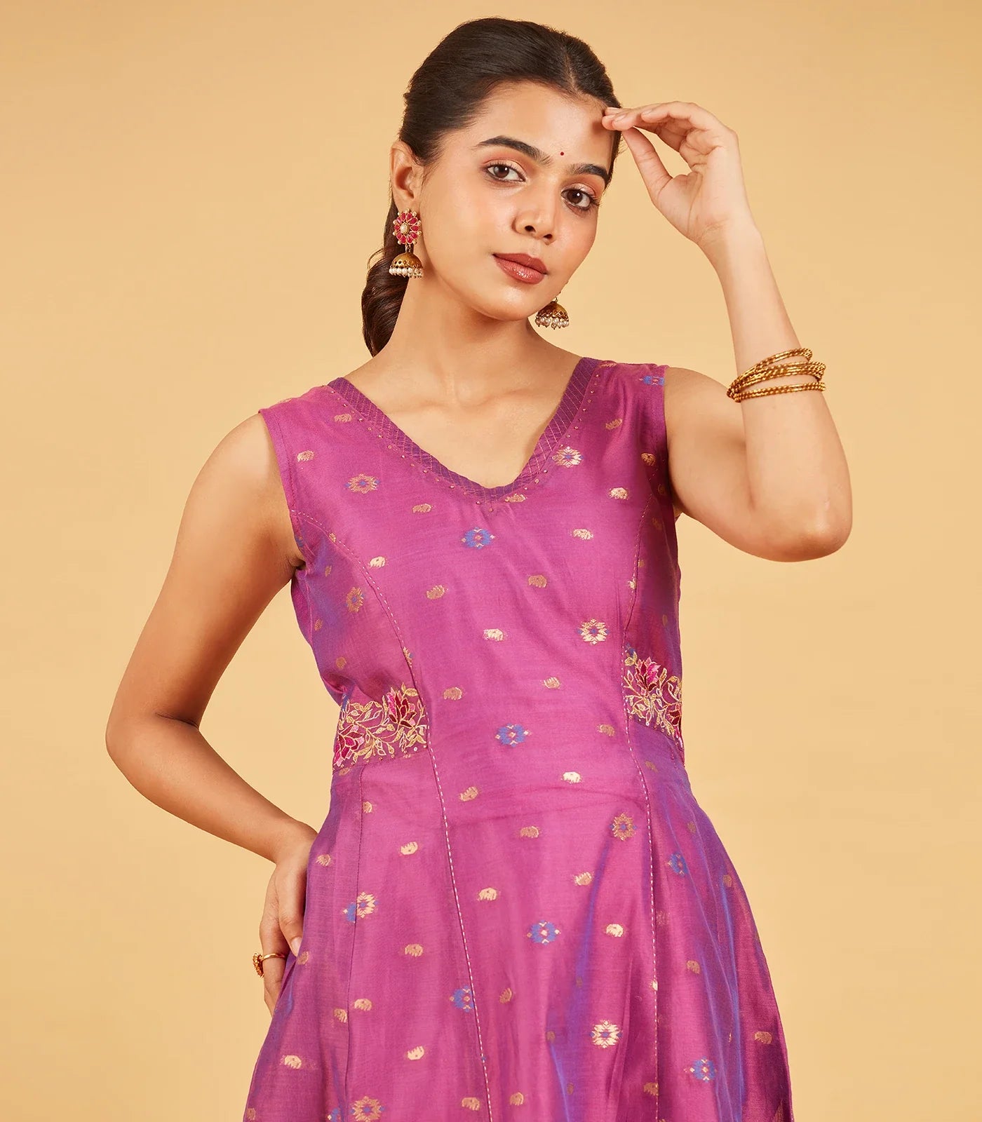 RmKV Purple Chanderi Kurta - view 2