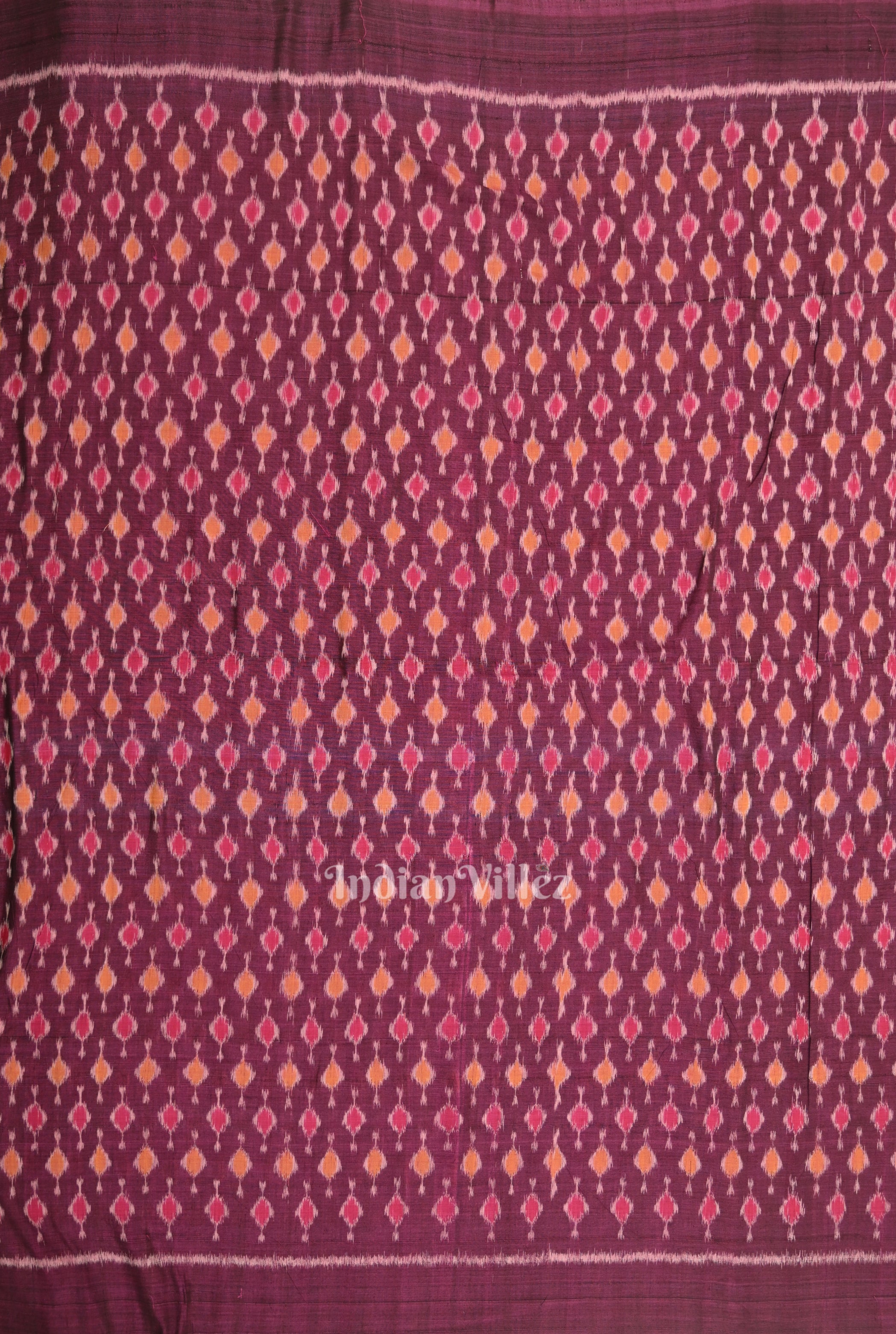 IndianVillèz Wine Purple Odisha Ikat Cotton Fabric - view 3