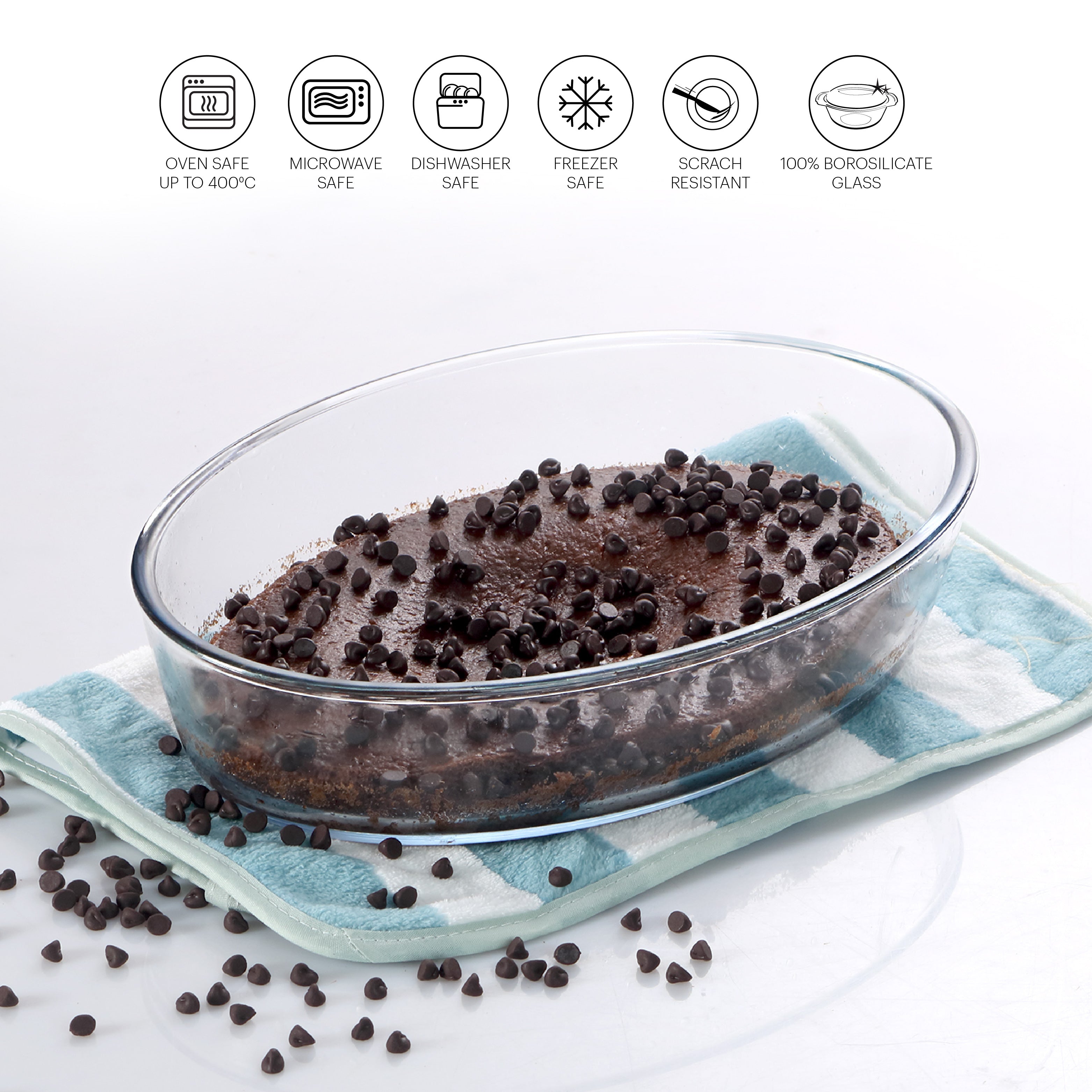 Cello Cosmo Oval Glass Baking Dish, 700ml – Clear - view 3