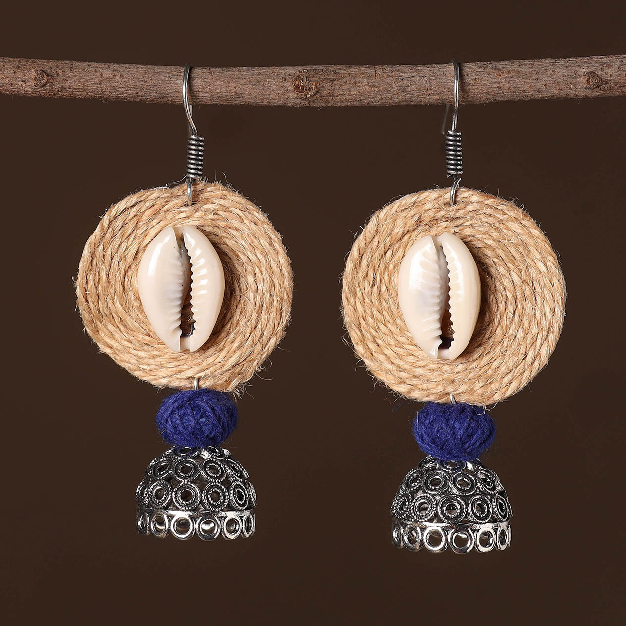 JALPARI Aditi German Silver Jute Jhumki Earrings - view 2