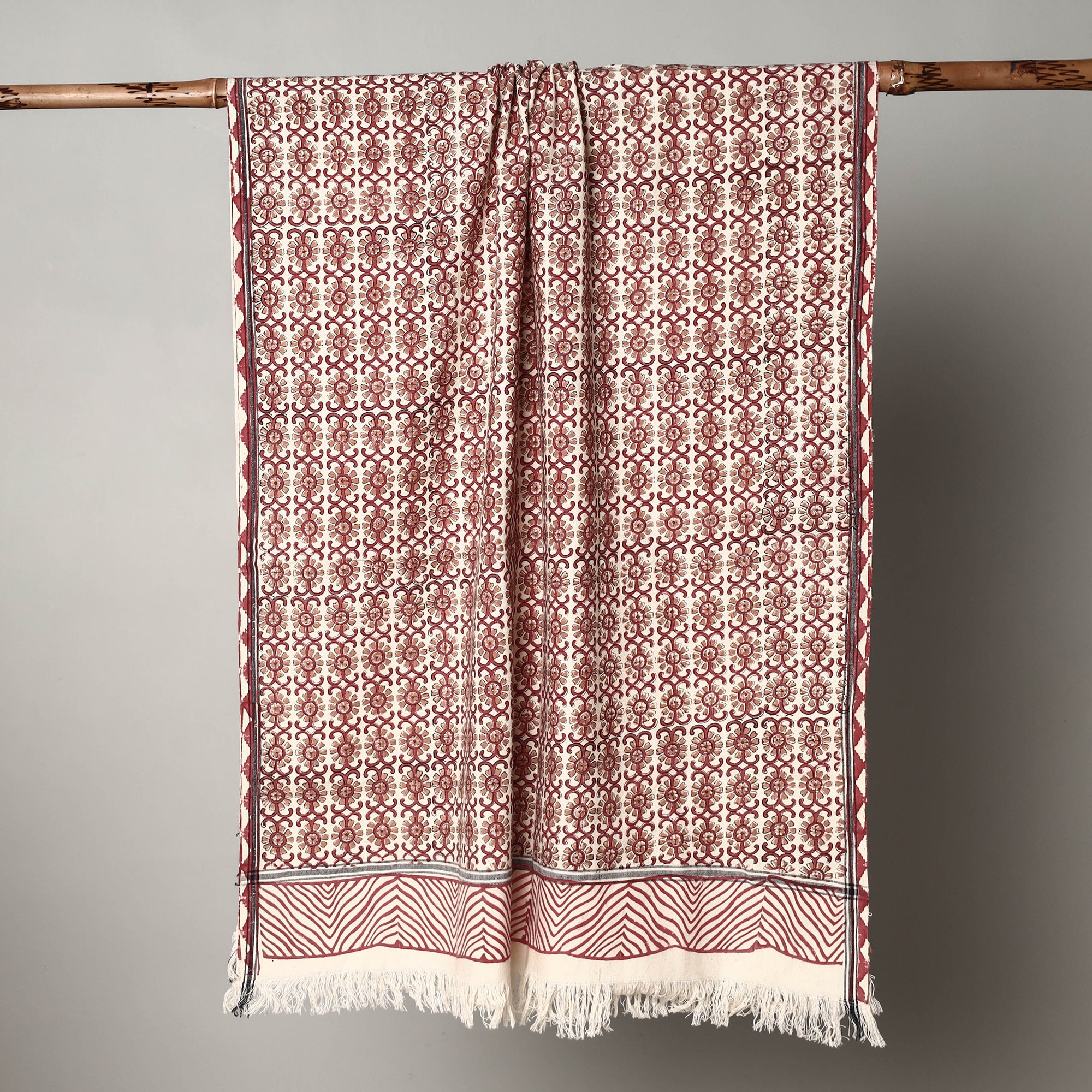 HAVELI CHRONICLES Brown - Sanganeri Block Printed Handloom Cotton Towel - view 2