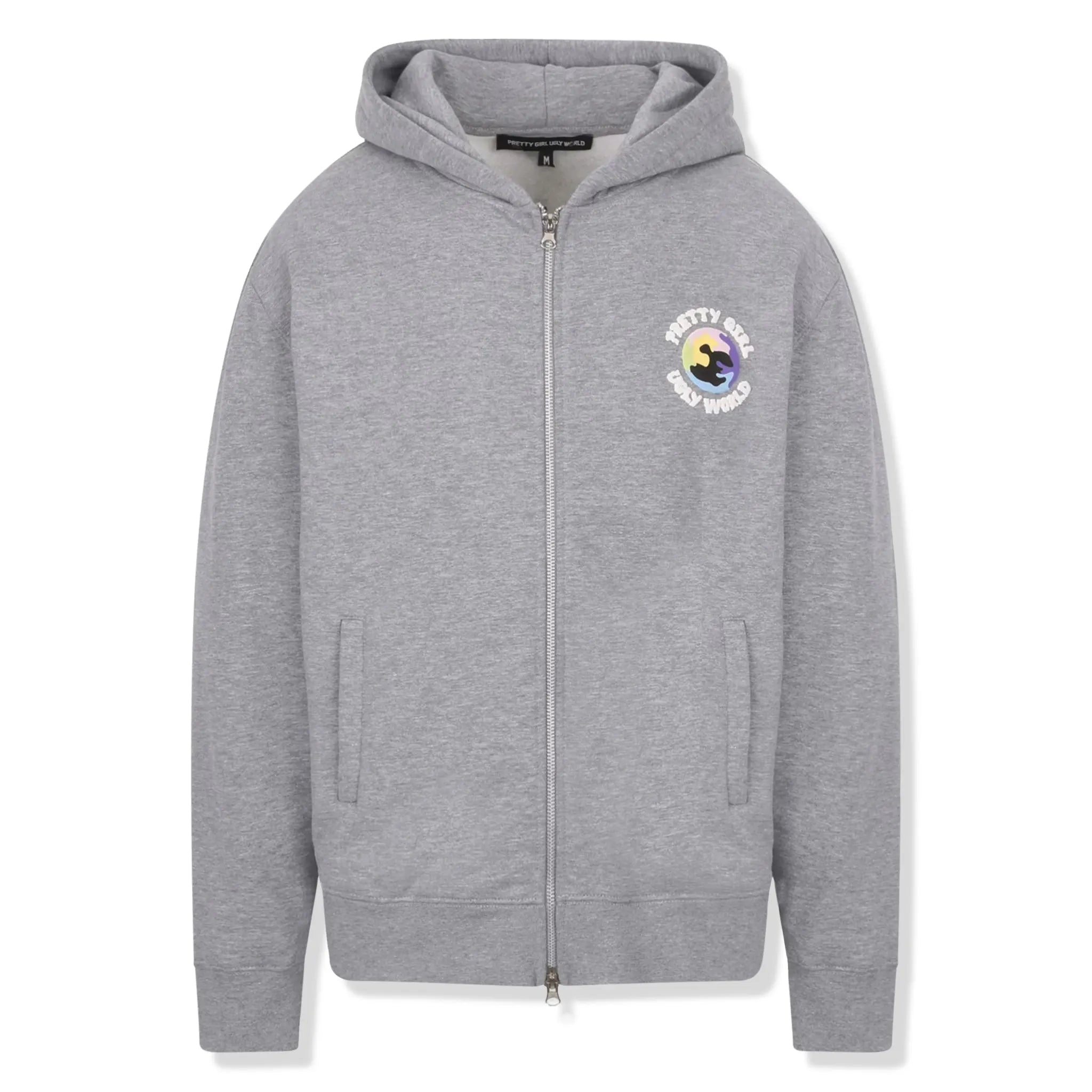Pretty Boy Ugly World Pretty Girl Ugly World Zip-Up Grey Hoodie (W)