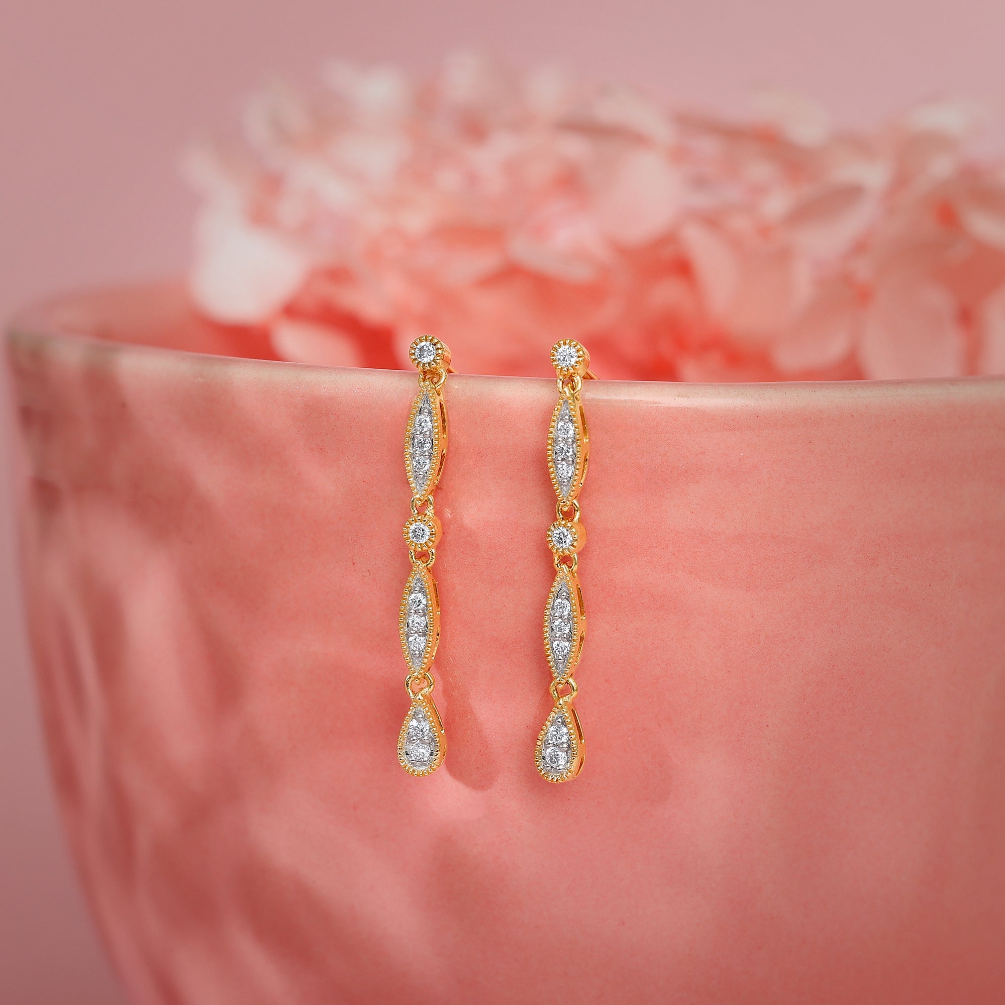 GIVA Jewellery Gold Petal Promise Diamond Earrings - view 2