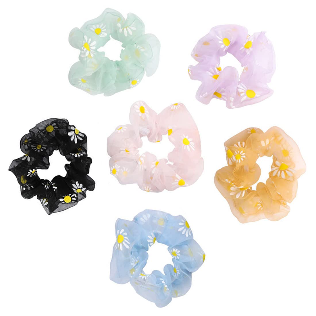 Yellow Chimes Scrunchies for Women Hair Accessories for Women 6 Pcs Net Fabric Scrunchies Set Rubber Bands Multicolor Scrunchie Ponytail Holders Hair 