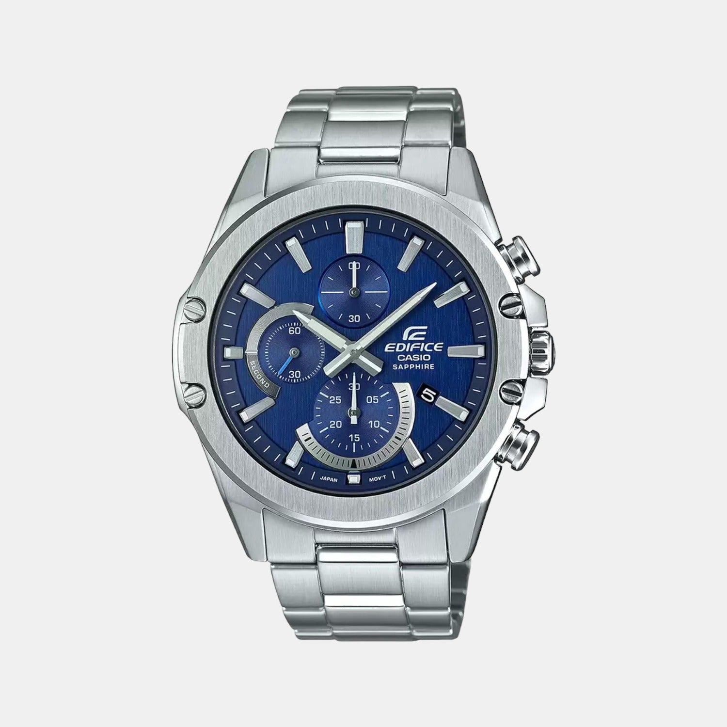 Casio Edifice Men Quartz Blue Dial Chronograph Stainless Steel Watch EX507