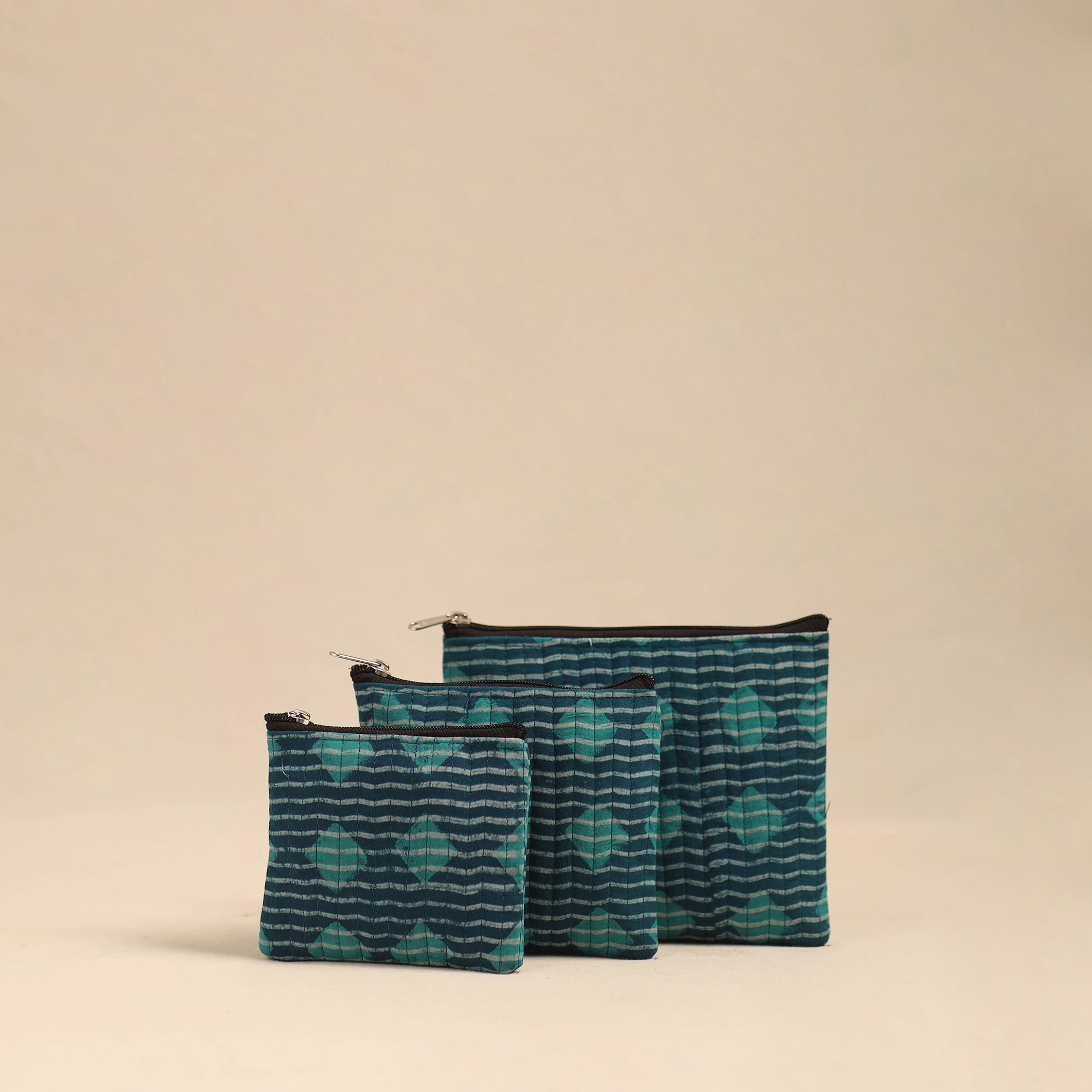 NOORI BAZAR Handmade Cotton Utility Pouches (Set of 3) 23