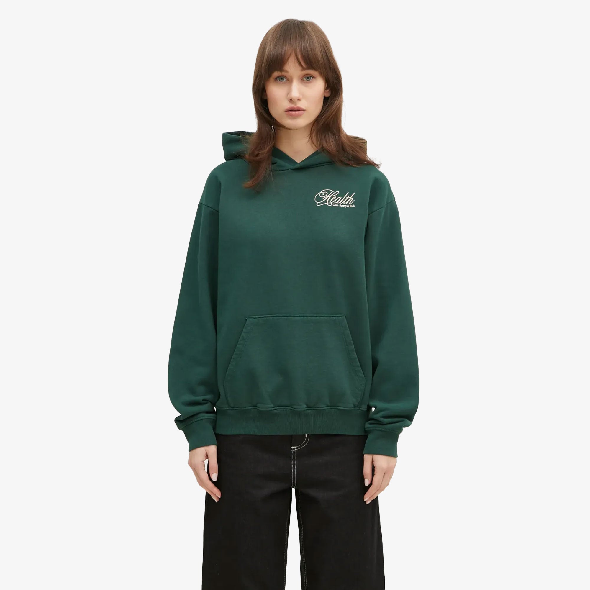 Sporty & Rich | Health Script Hoodie { Green - view 2