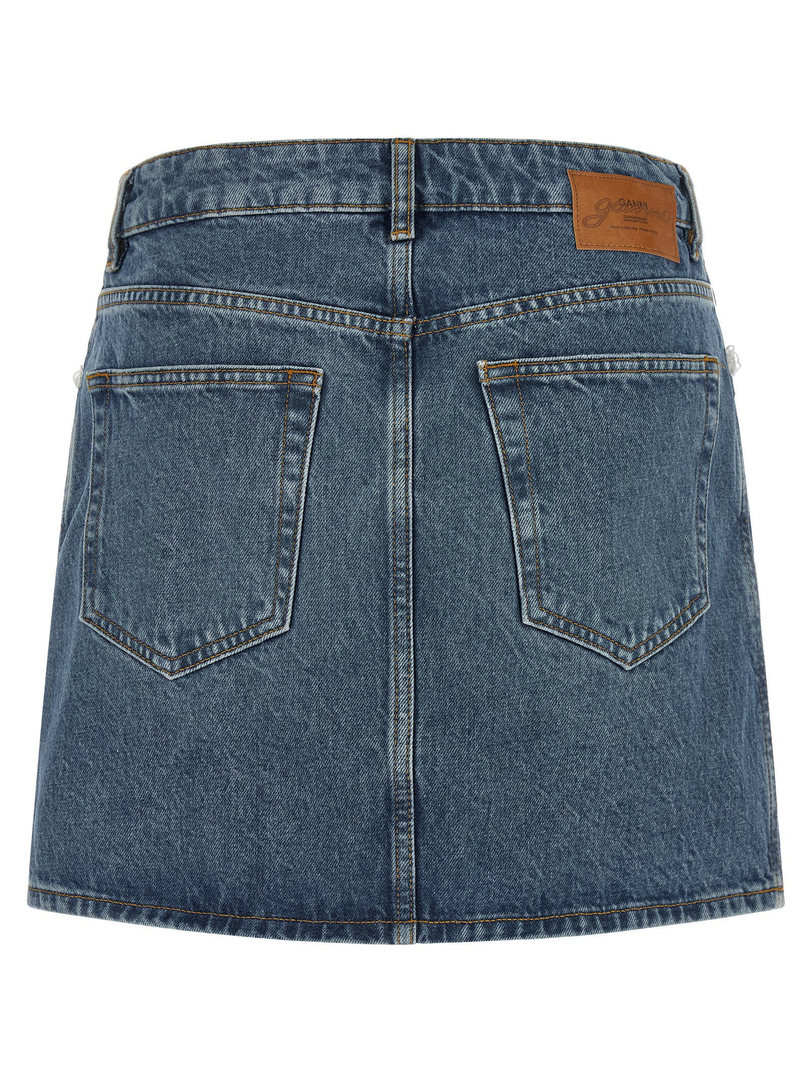 Ganni Denim And Lace Skirt – 100% cotton - view 2