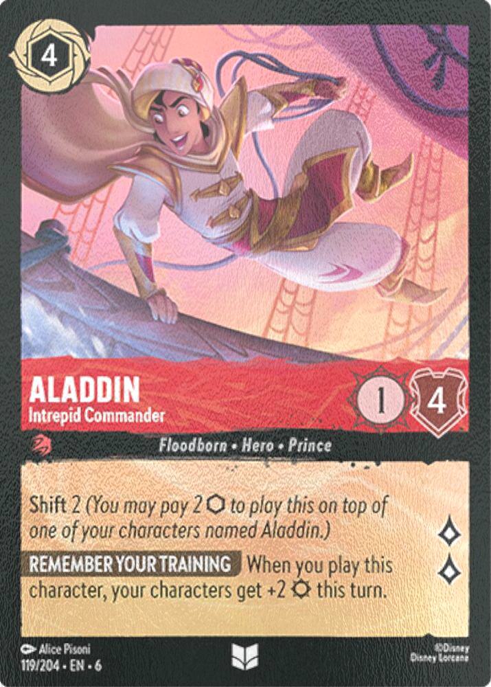 204 azurite sea – Lorcana Aladdin - Intrepid Commander - 119/204 [Azurite Sea] [Cold Foil]