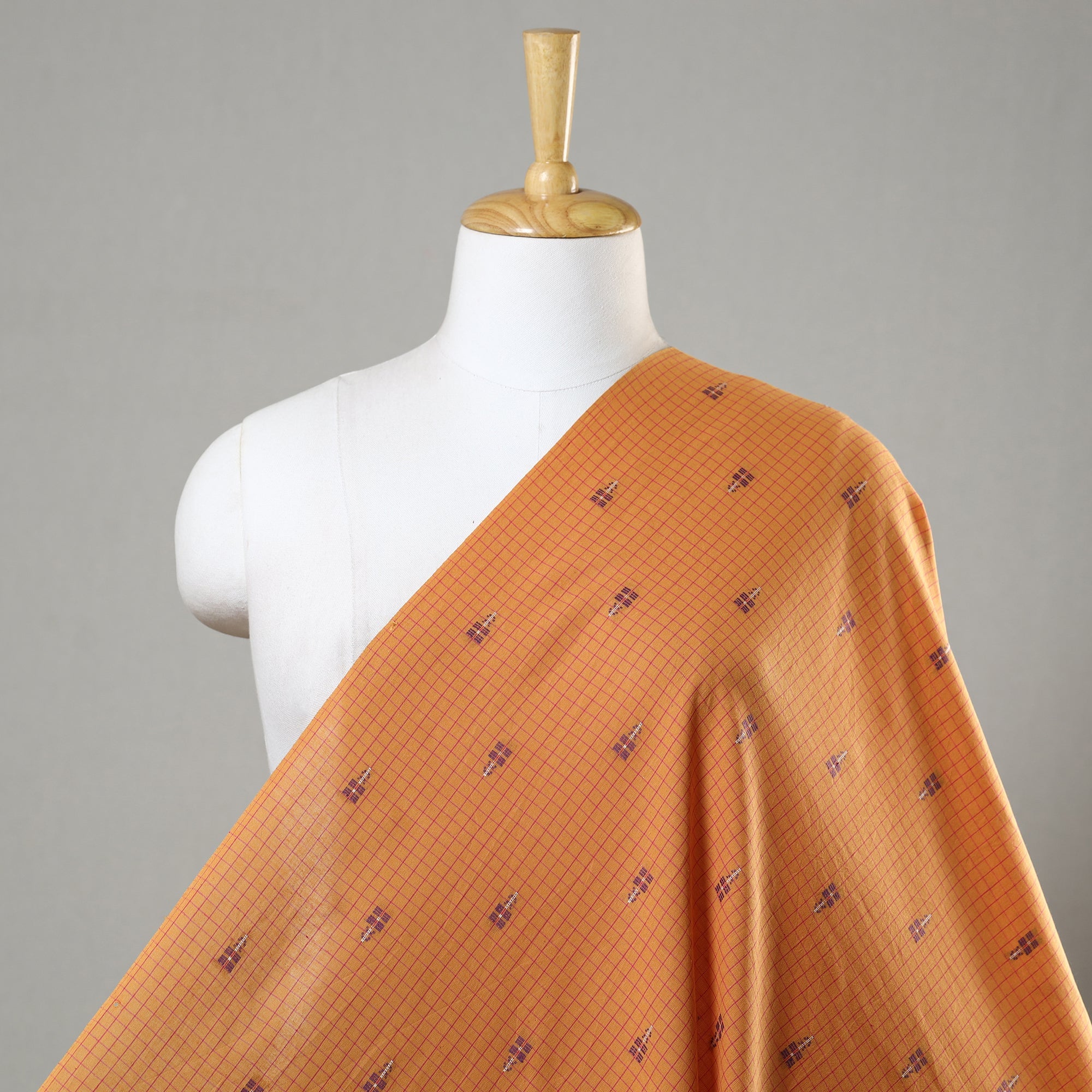 SOUTH KARGHA Orange - Jacquard Prewashed Checks Cotton Fabric 24