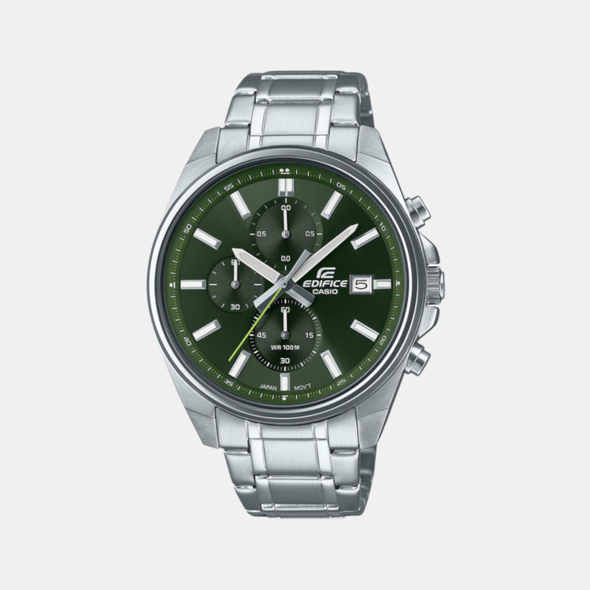 Casio Edifice Men Quartz Green Dial Chronograph Stainless Steel Watch ED571