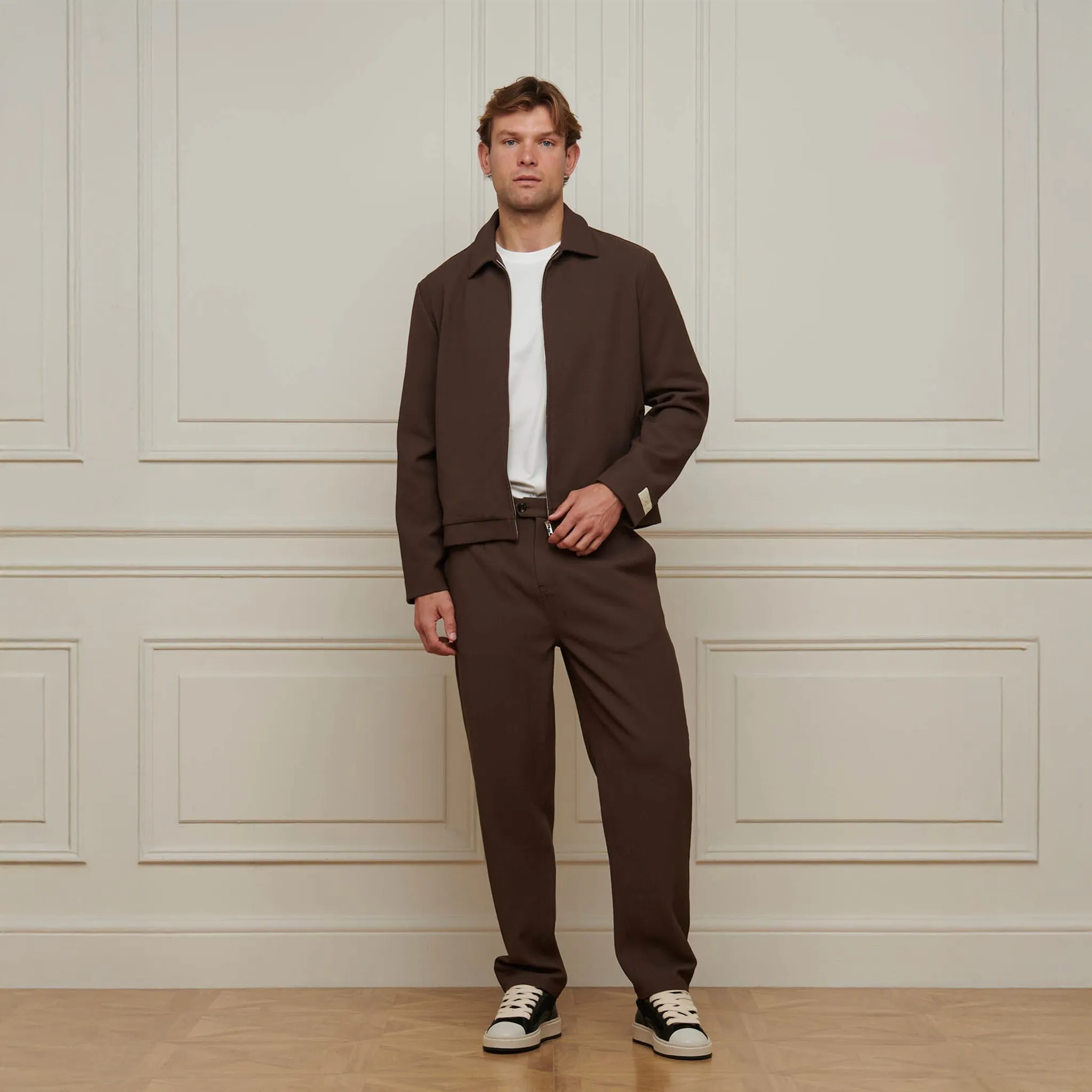 Belier Smart Textured Smart Brown Trousers - view 3
