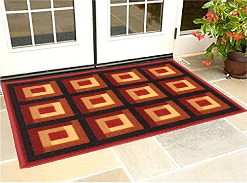 Kuber Industries Heart Home Modern Door Mat (Red, Maroon, Cotton, Standard) (CTHH07617)