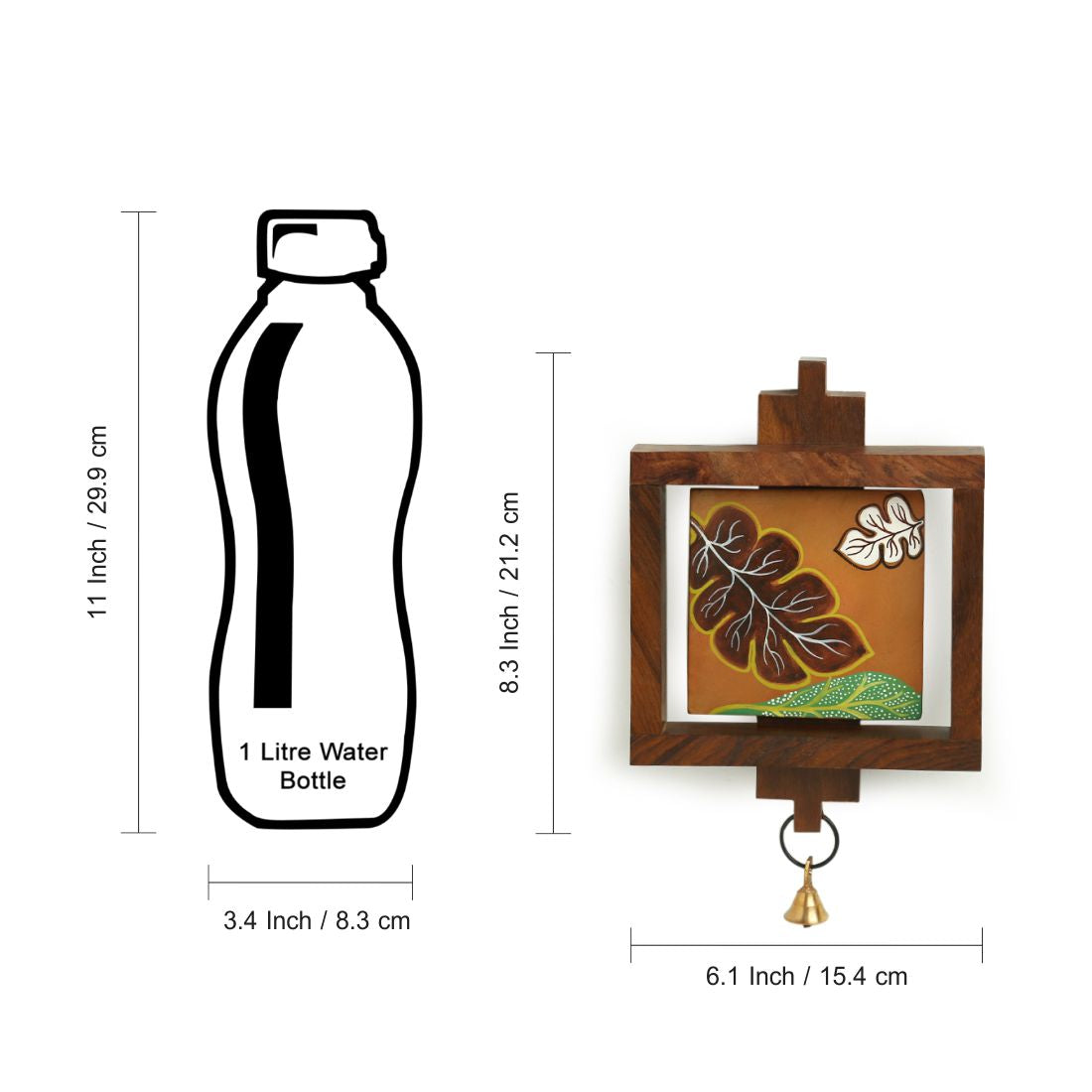 EXCLUSIVELANE 'Shades of a Leaf' Hand Painted Wall Hanging In Sheesham Wood & Terracotta (Set of 2) - view 7