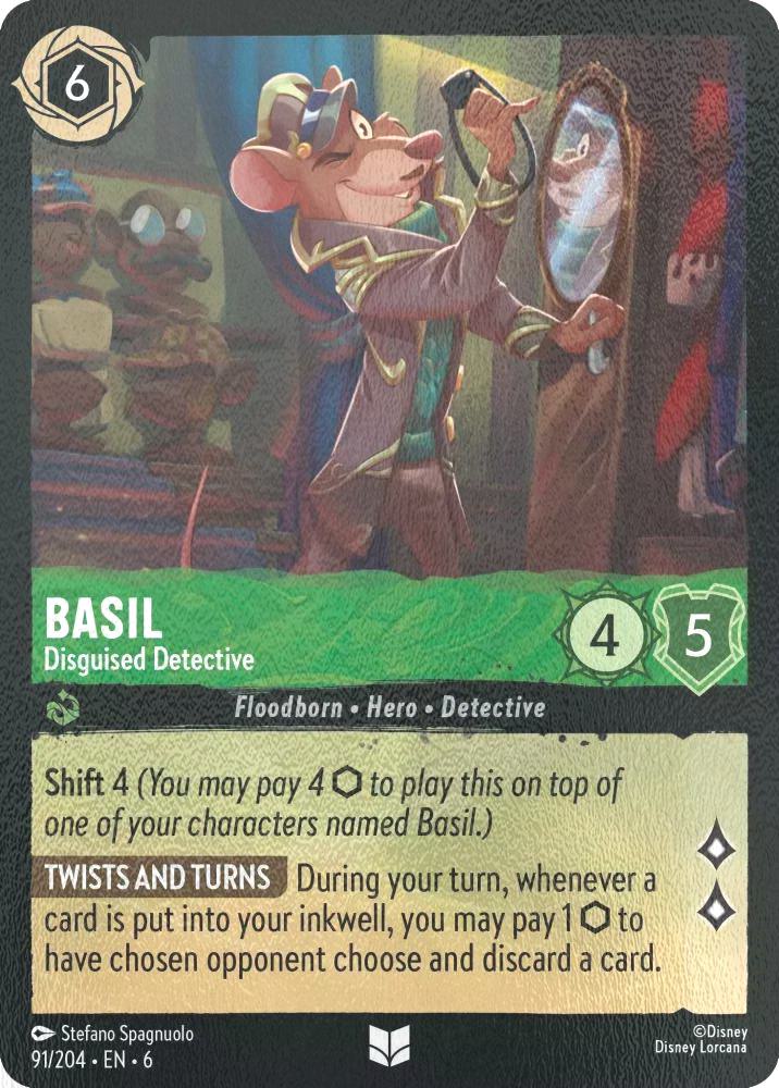204 azurite sea – Lorcana Basil - Disguised Detective - 91/204 [Azurite Sea] [Cold Foil]