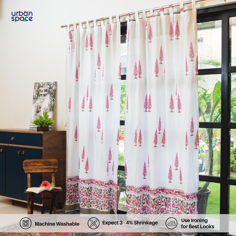 Urban Space -Home Furnishing Store 100% MalMal Cotton Curtains, Semi-Transparent with Tab Top, Pack of 2 Curtains - Ace of Spade Pink - view 8