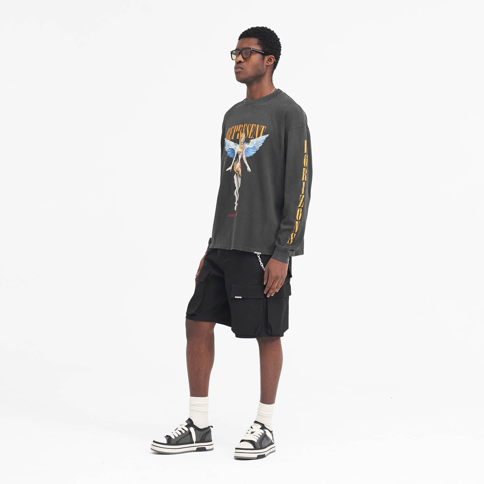 Represent | REBORN LONG SLEEVE T-SHIRT { AGED BLACK - view 7