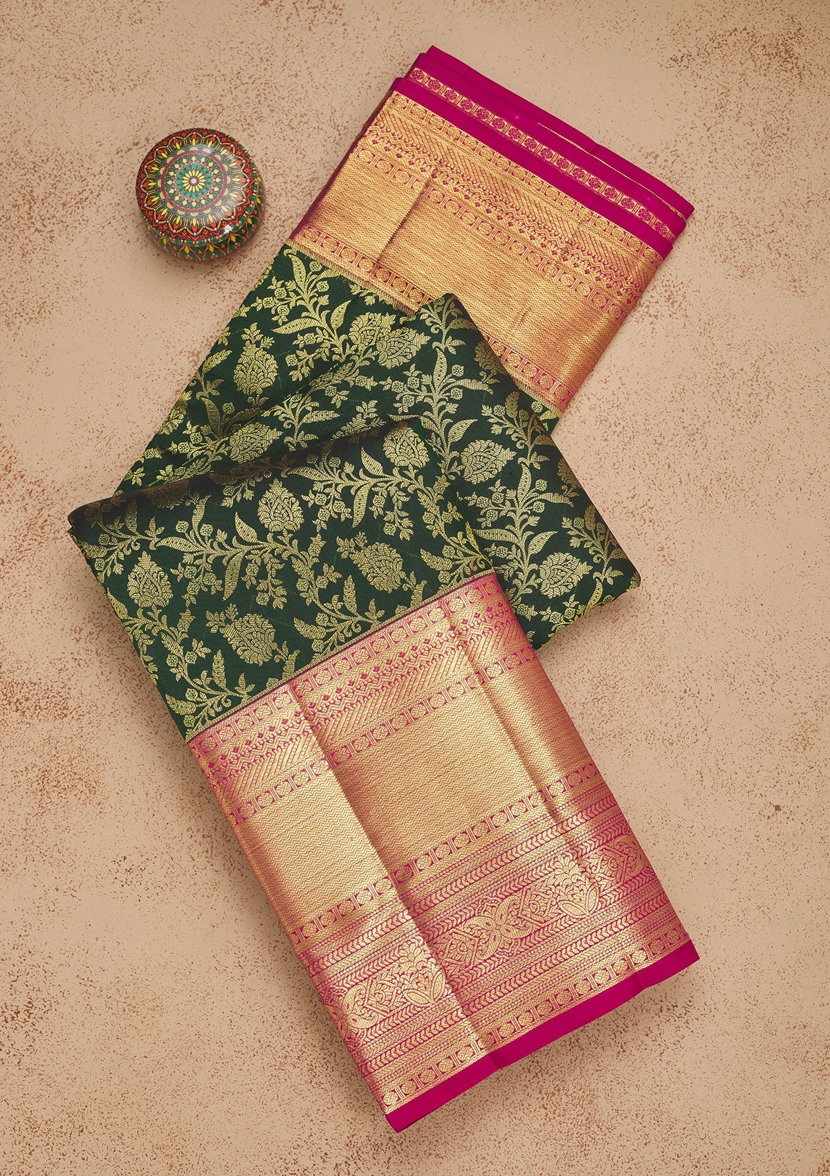 Koskii Green Zariwork Pure Silk Saree – Women's