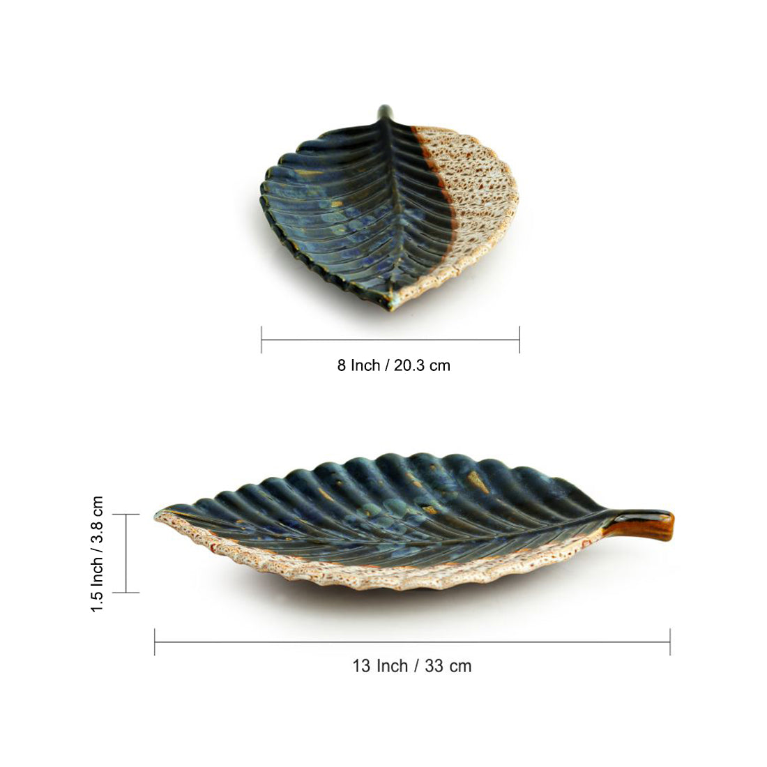 EXCLUSIVELANE 'The Banana Leaf' Serving Platter In Ceramic (13 Inch, Microwave Safe) - view 5