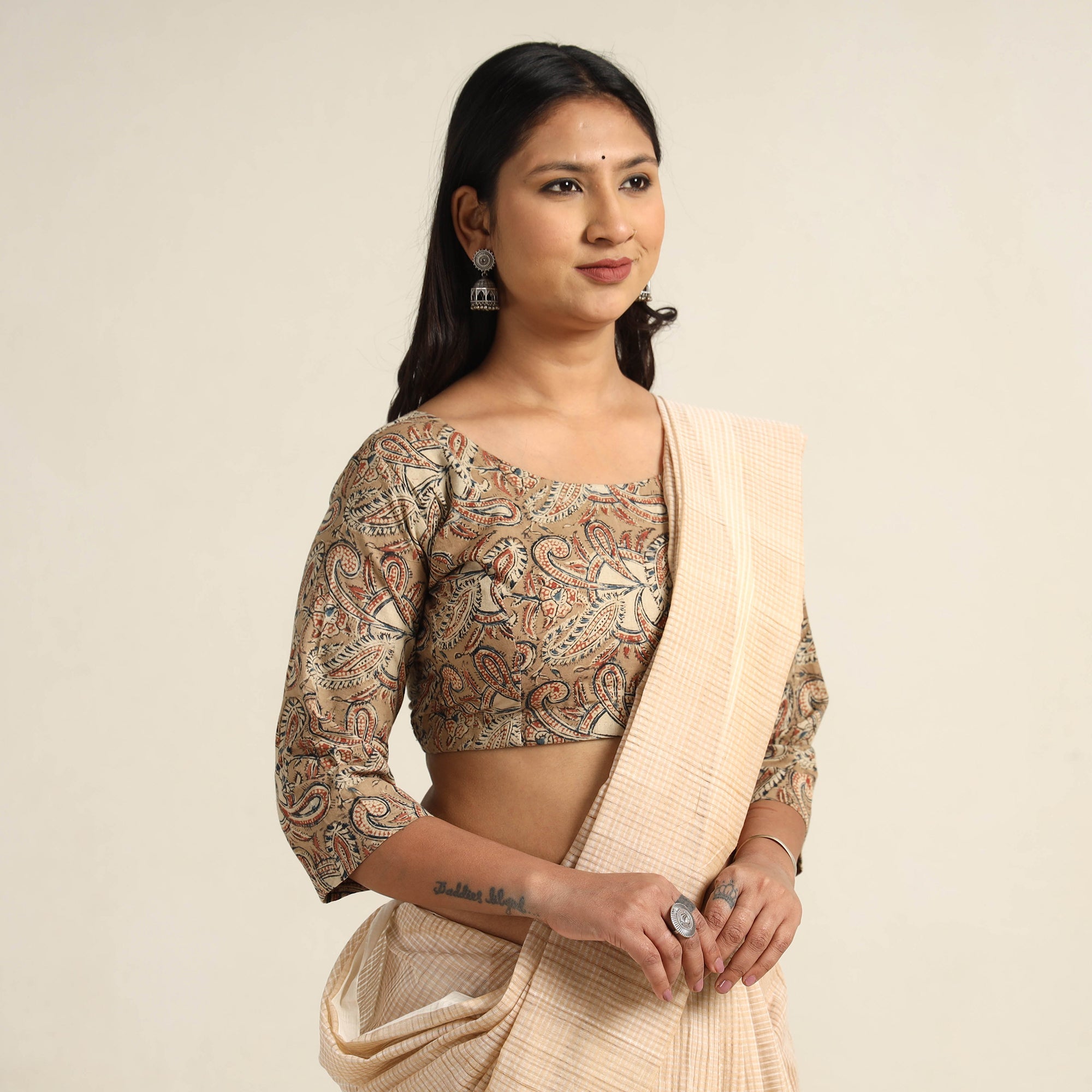 ITOKRI CASUALS Brown - Pedana Kalamkari Block Printed Cotton Stitched Blouse 21 - view 3