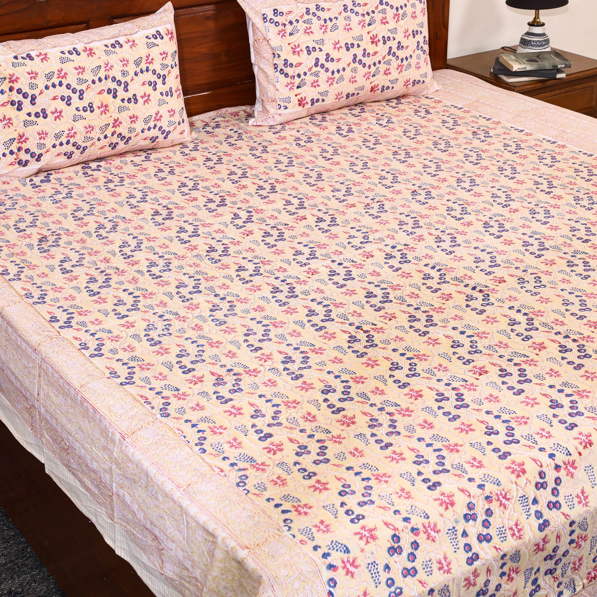 HAVELI CHRONICLES Beige - Block Print Cotton Double Sanganeri Bed Sheet 40 - view 2