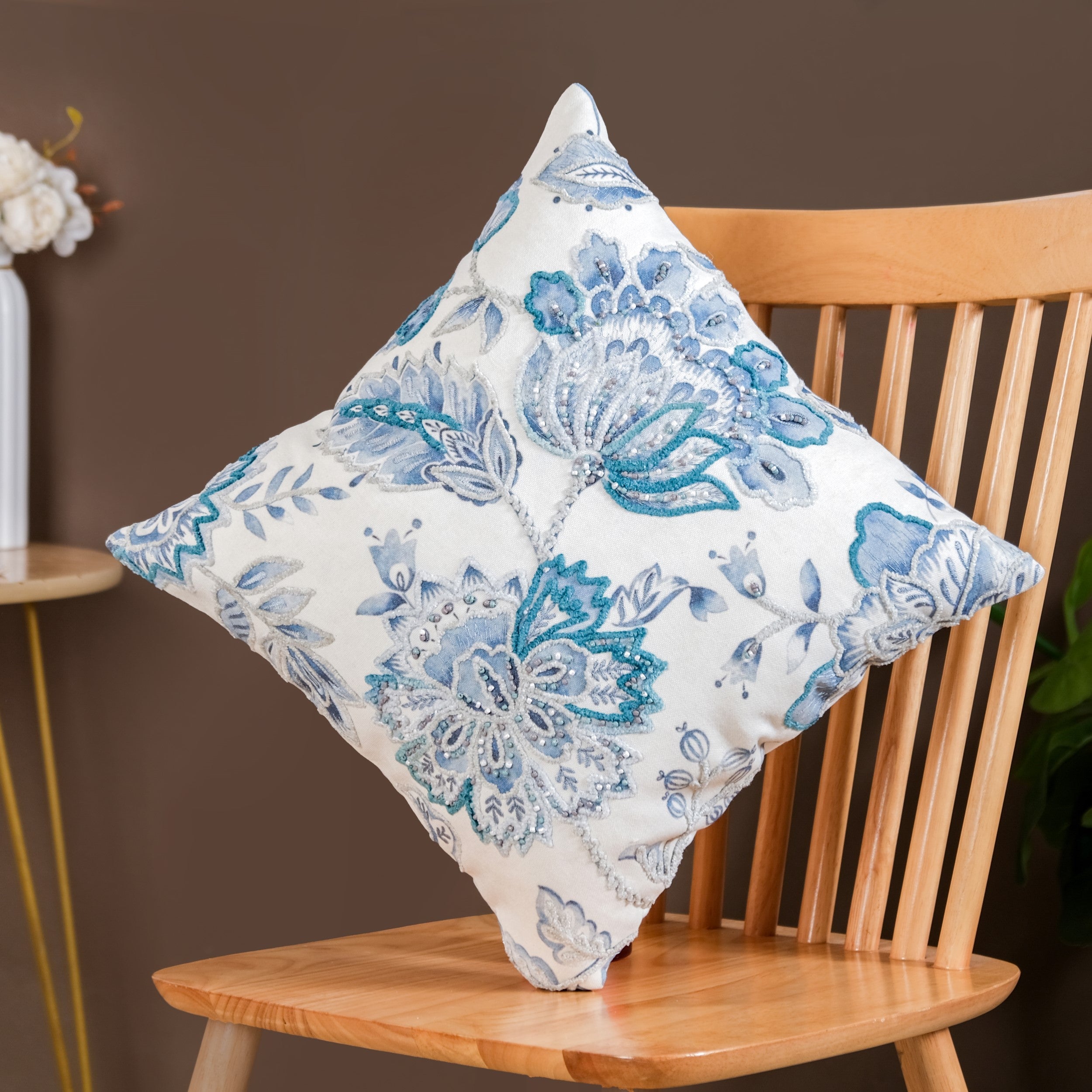 Nestasia Icy Flora Cushion Cover With Bead Embellishments 40x40 cm - view 2
