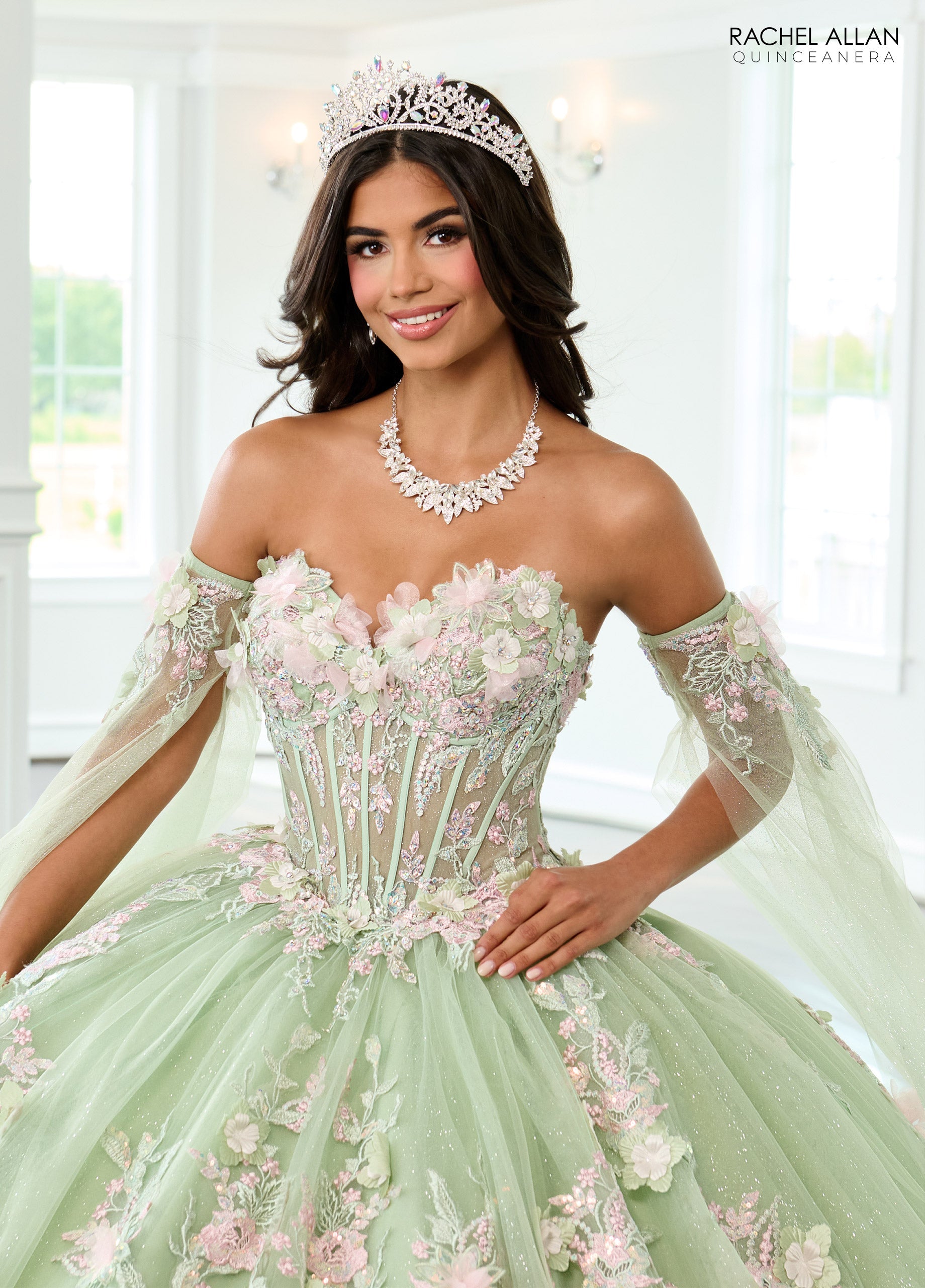 Mary's Bridal Cape Sleeve Quinceanera Dress by Rachel Allan RQ2216 - view 4
