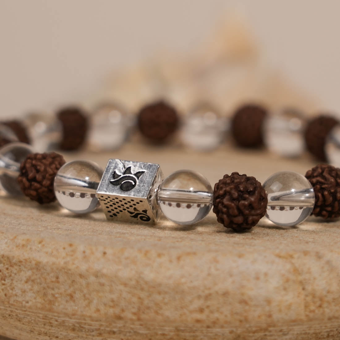 Prinjal Jewellers Rudraksha with Spatik Beads Bracelet