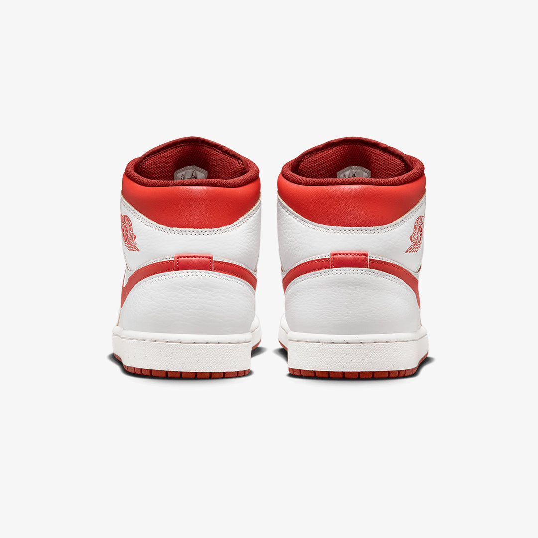 Jordan | AIR JORDAN 1 MID SE { WHITE/LOBSTER-DUNE RED-SAIL - view 2