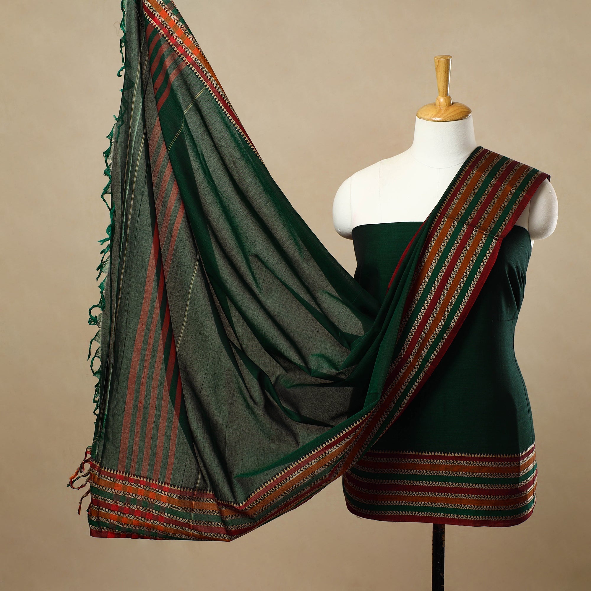 SOUTH KARGHA Brown - 3pc Mercerised Cotton Dharwad Dress Material 33