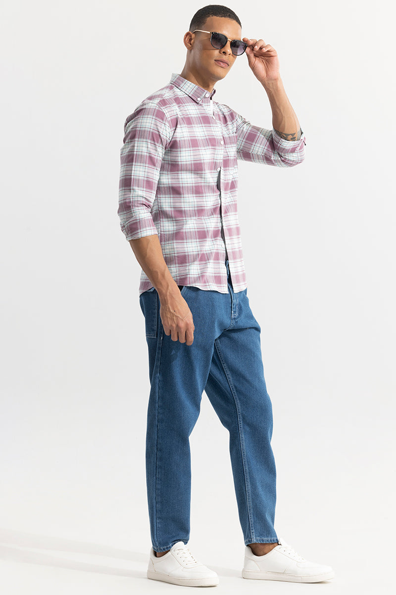 SNITCH Tartan Square Mauve Checks Shirt - view 3