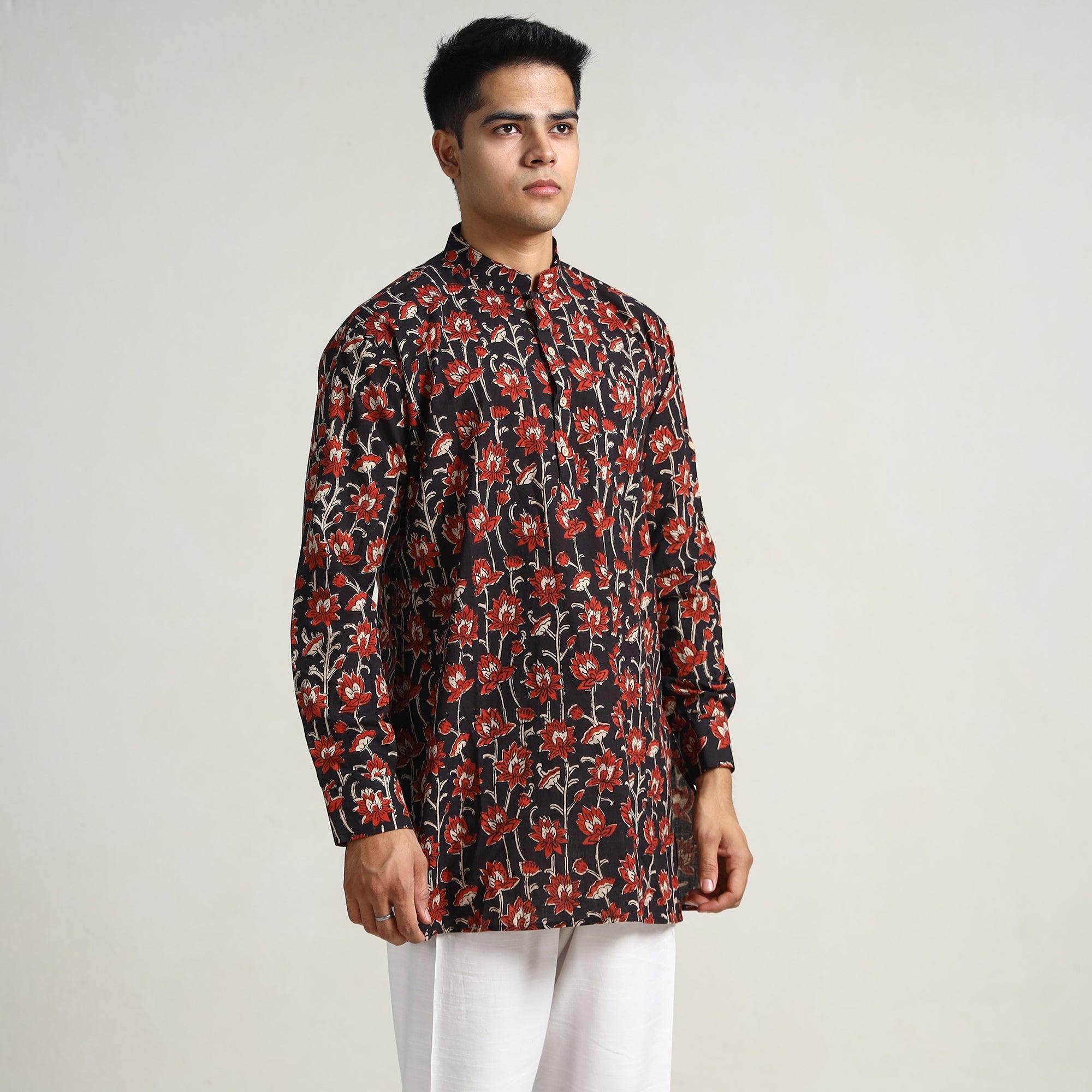 ITOKRI CASUALS Black - Bagru Block Printed Cotton Men Short Kurta 04 - view 2