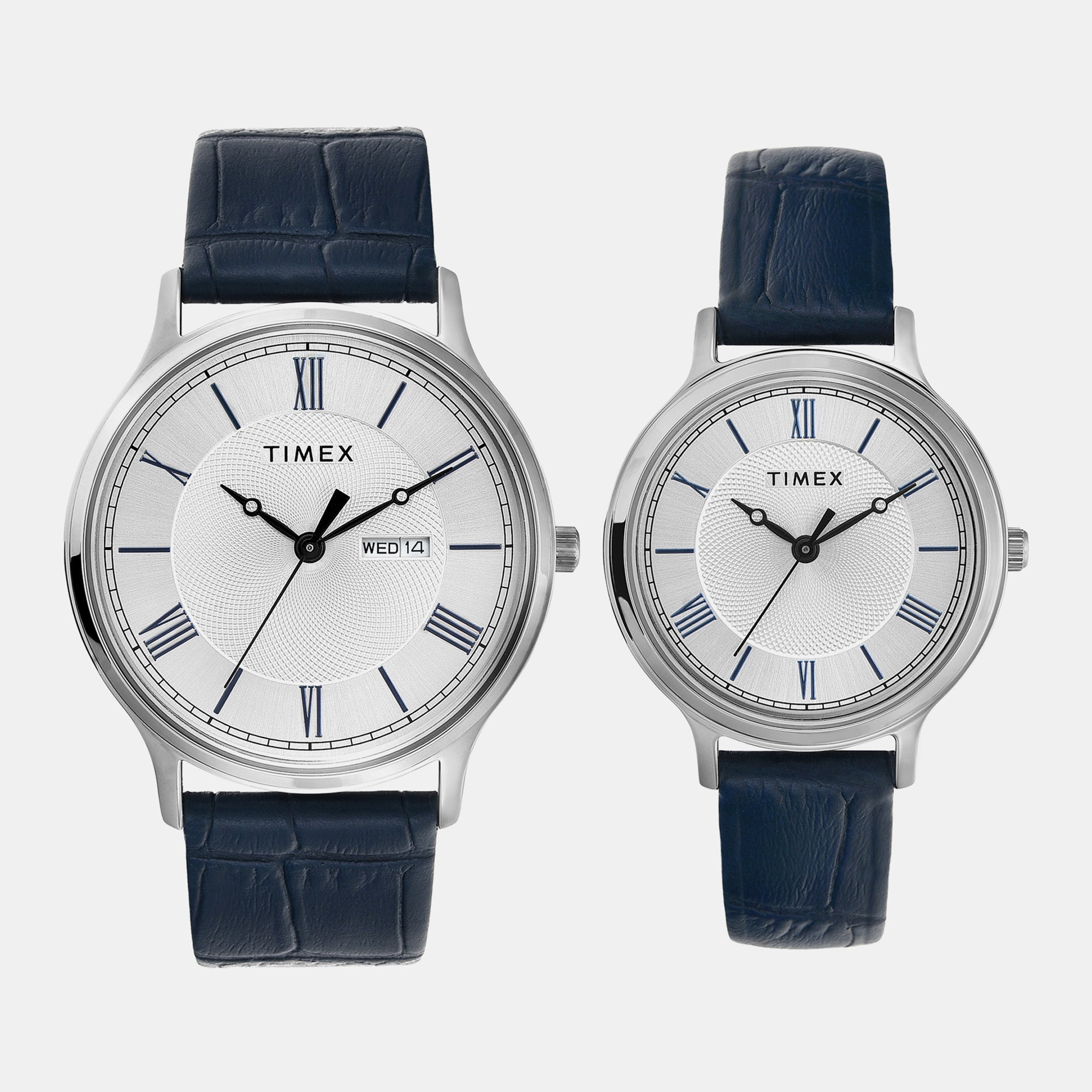 Timex Classics Couple Quartz Silver Dial Analog Leather Watch TW00PR298